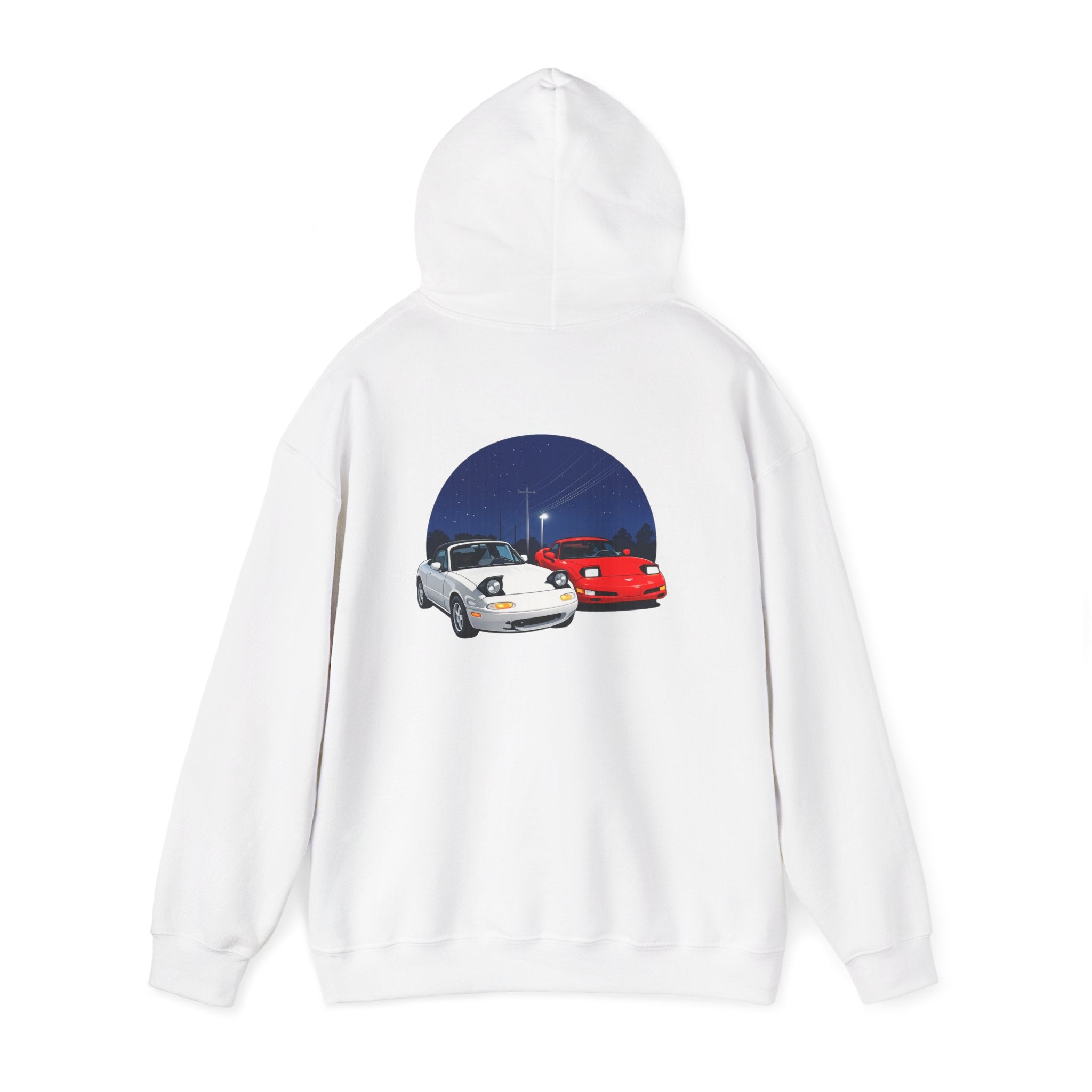 Miata corvette Duo Hoodie – Classic Red & White Sports Cars Nightscape
