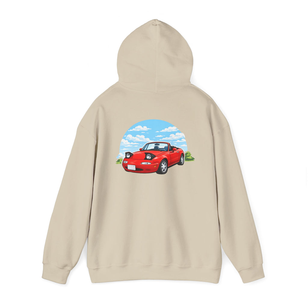 Red Miata Hoodie – Retro Convertible Graphic Hooded Sweatshirt