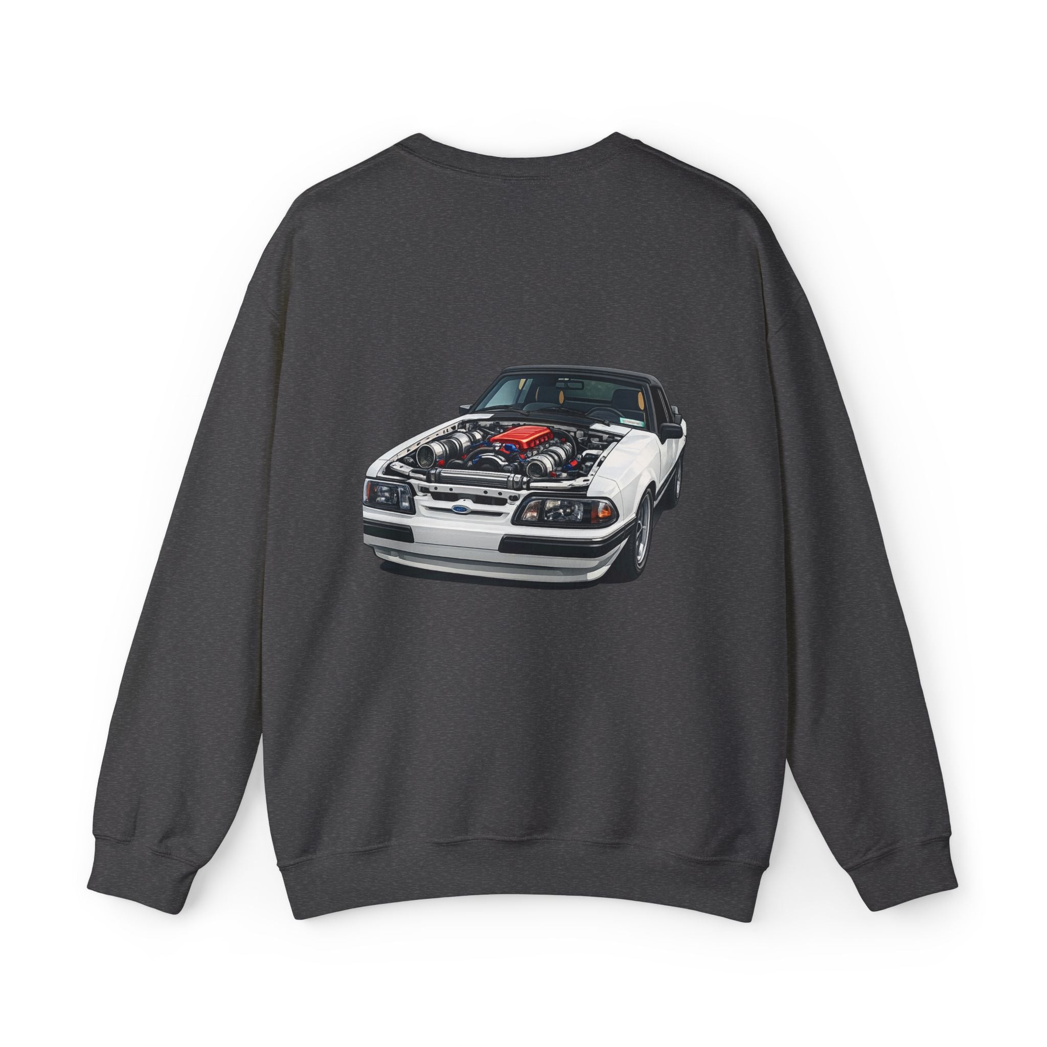 Mustang Foxbody Crewneck Sweatshirt – Classic White Car Illustration