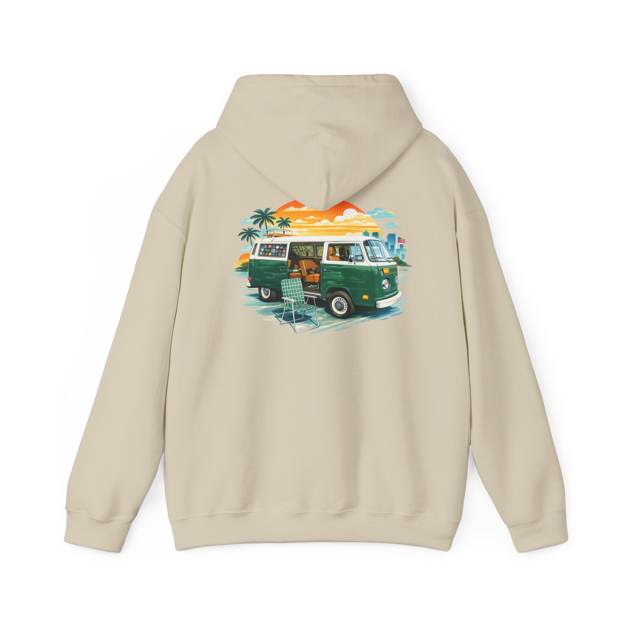 Vintage VW Camper Hoodie – Retro Surf Van Sunset Pullover