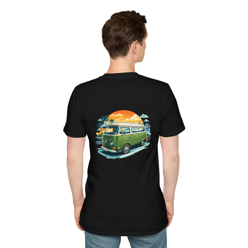 Vintage VW Camper Beach T‑Shirt — Retro Sunset Surf Van Tee
