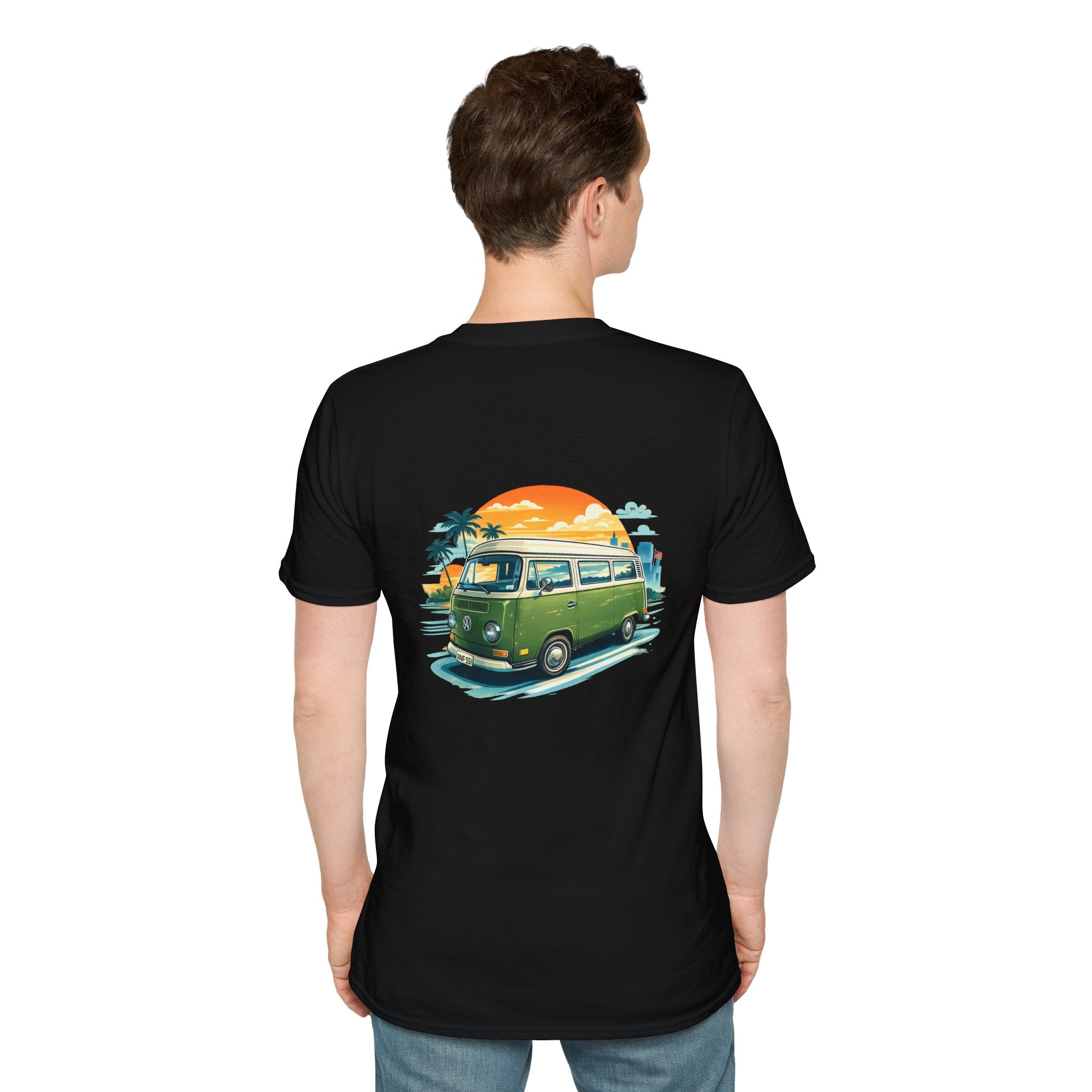 Vintage VW Camper Beach T‑Shirt — Retro Sunset Surf Van Tee