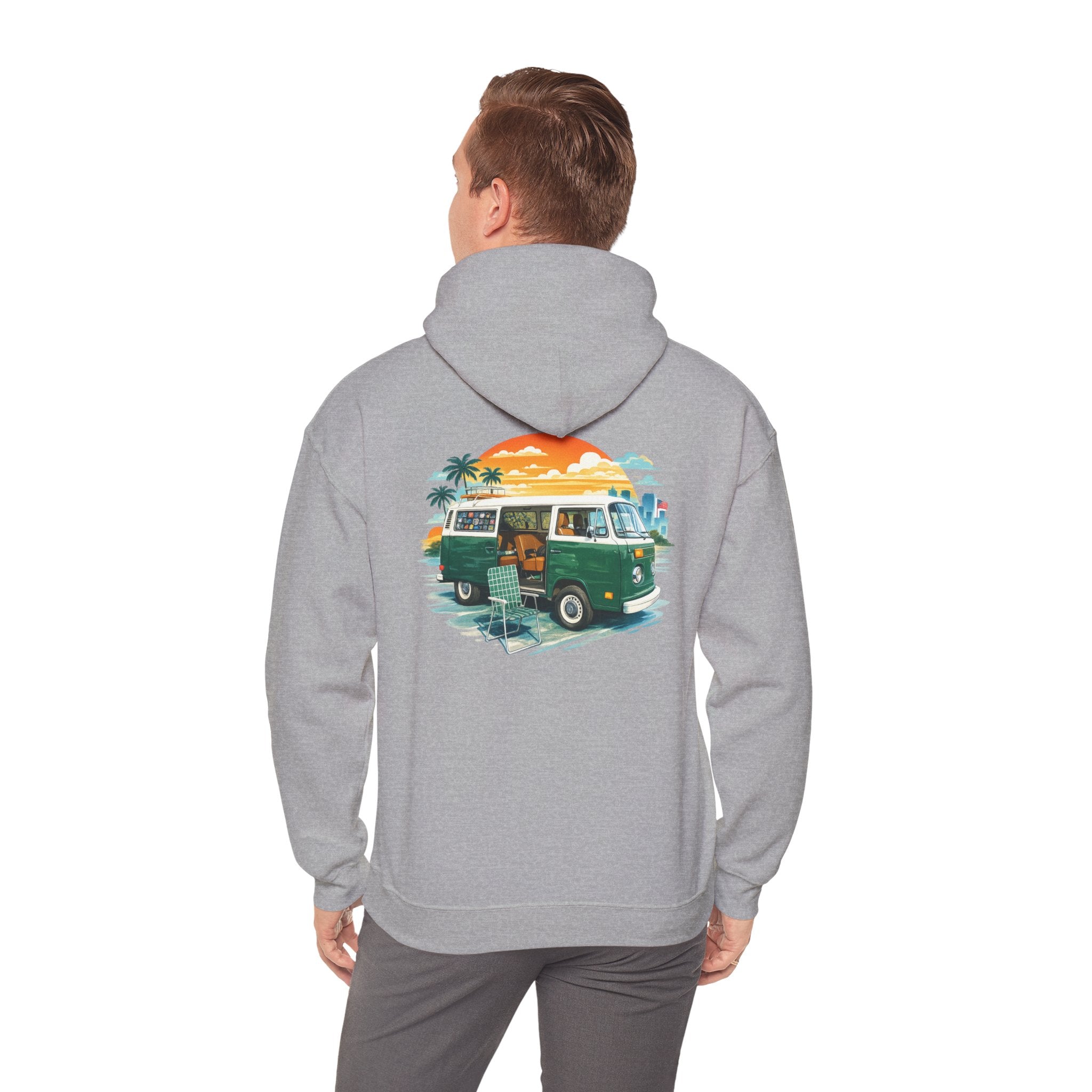 Vintage VW Camper Hoodie – Retro Surf Van Sunset Pullover