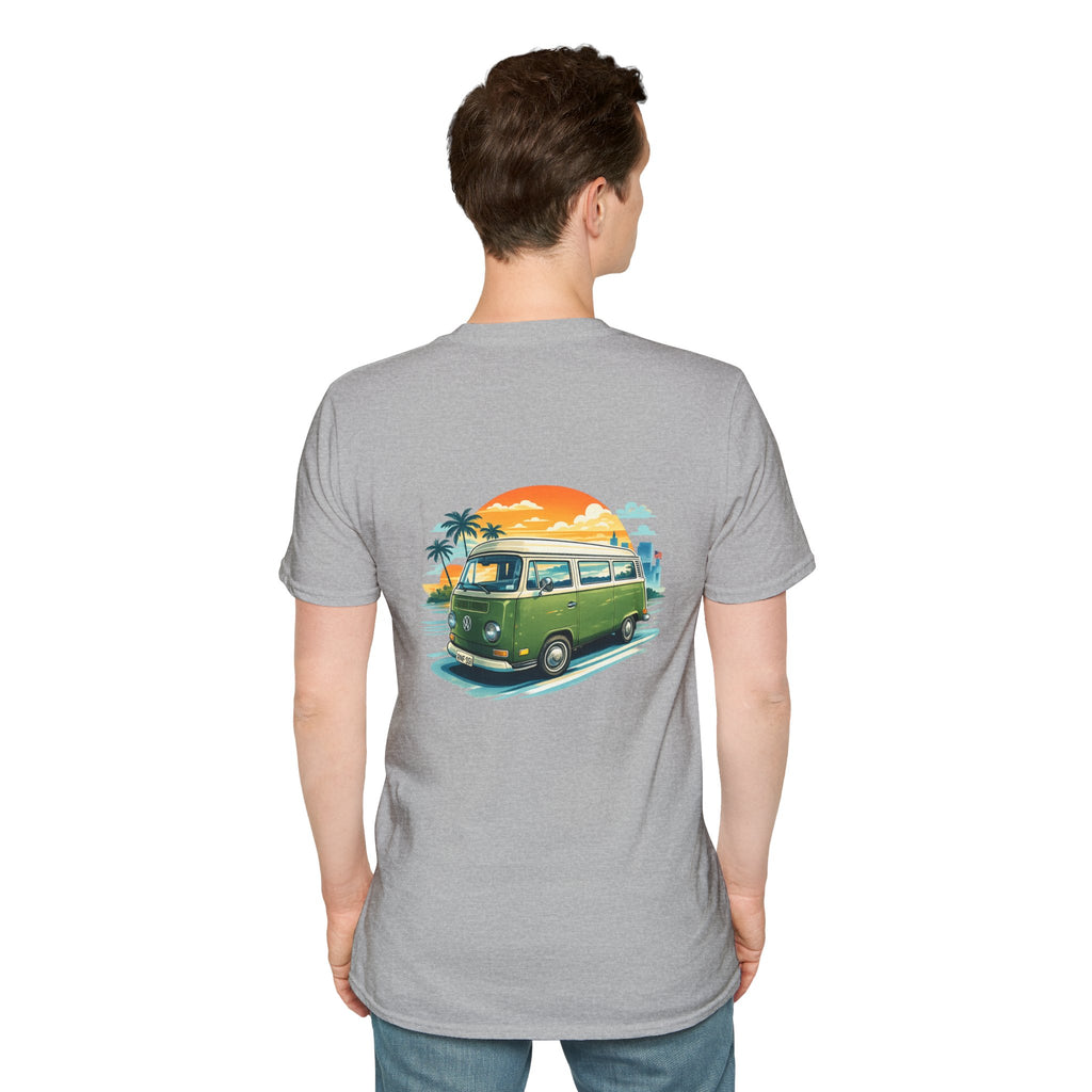 Vintage VW Camper Beach T‑Shirt — Retro Sunset Surf Van Tee