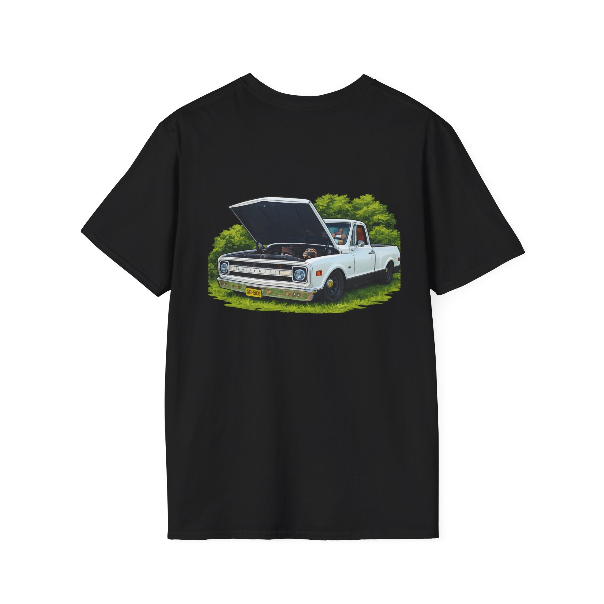 Vintage White Pickup Truck T-Shirt — Classic Restored Chevy Illustration
