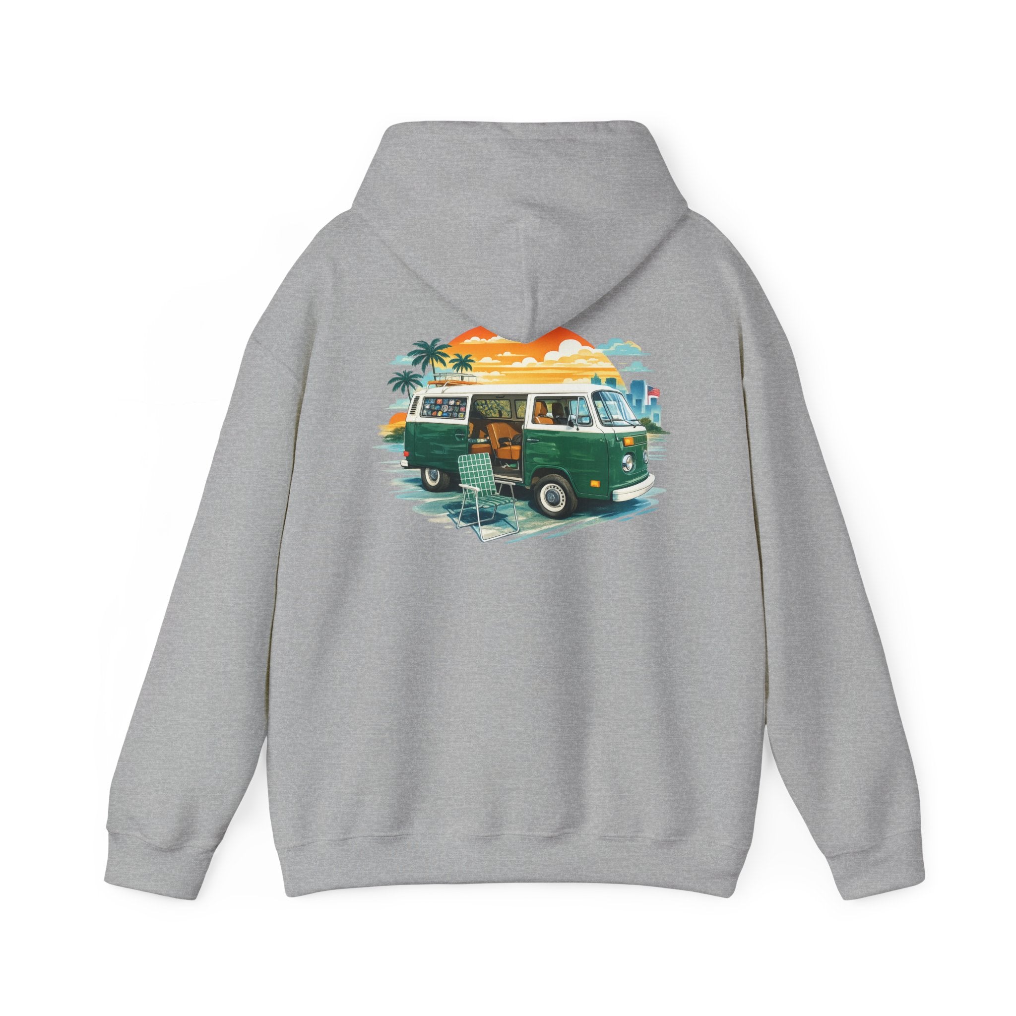Vintage VW Camper Hoodie – Retro Surf Van Sunset Pullover