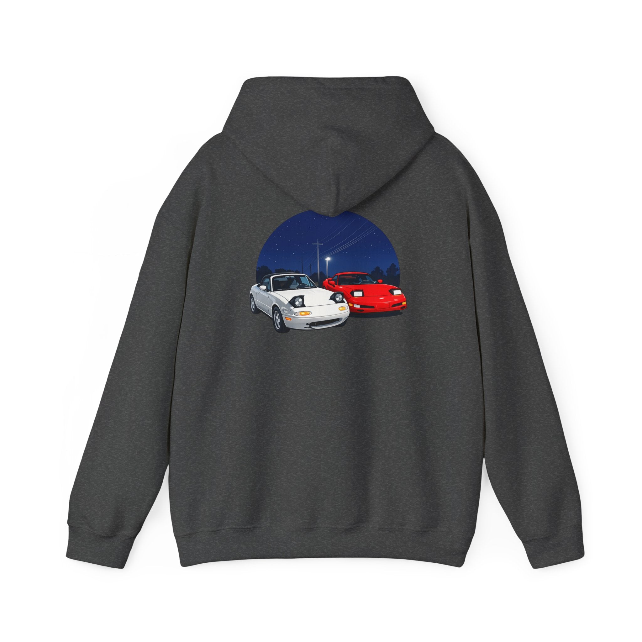 Miata corvette Duo Hoodie – Classic Red & White Sports Cars Nightscape