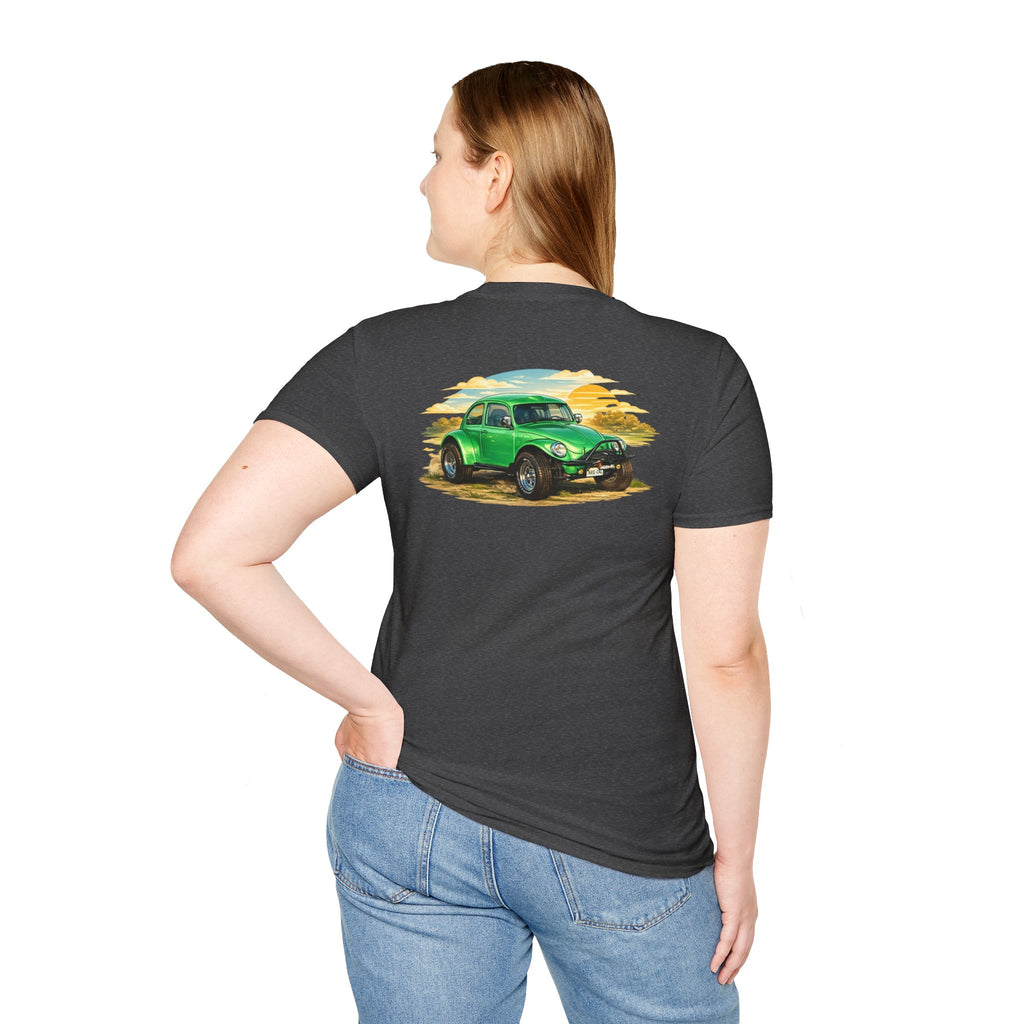 Vintage Green Beetle Car T-Shirt — Retro Beach Cruiser Graphic Tee