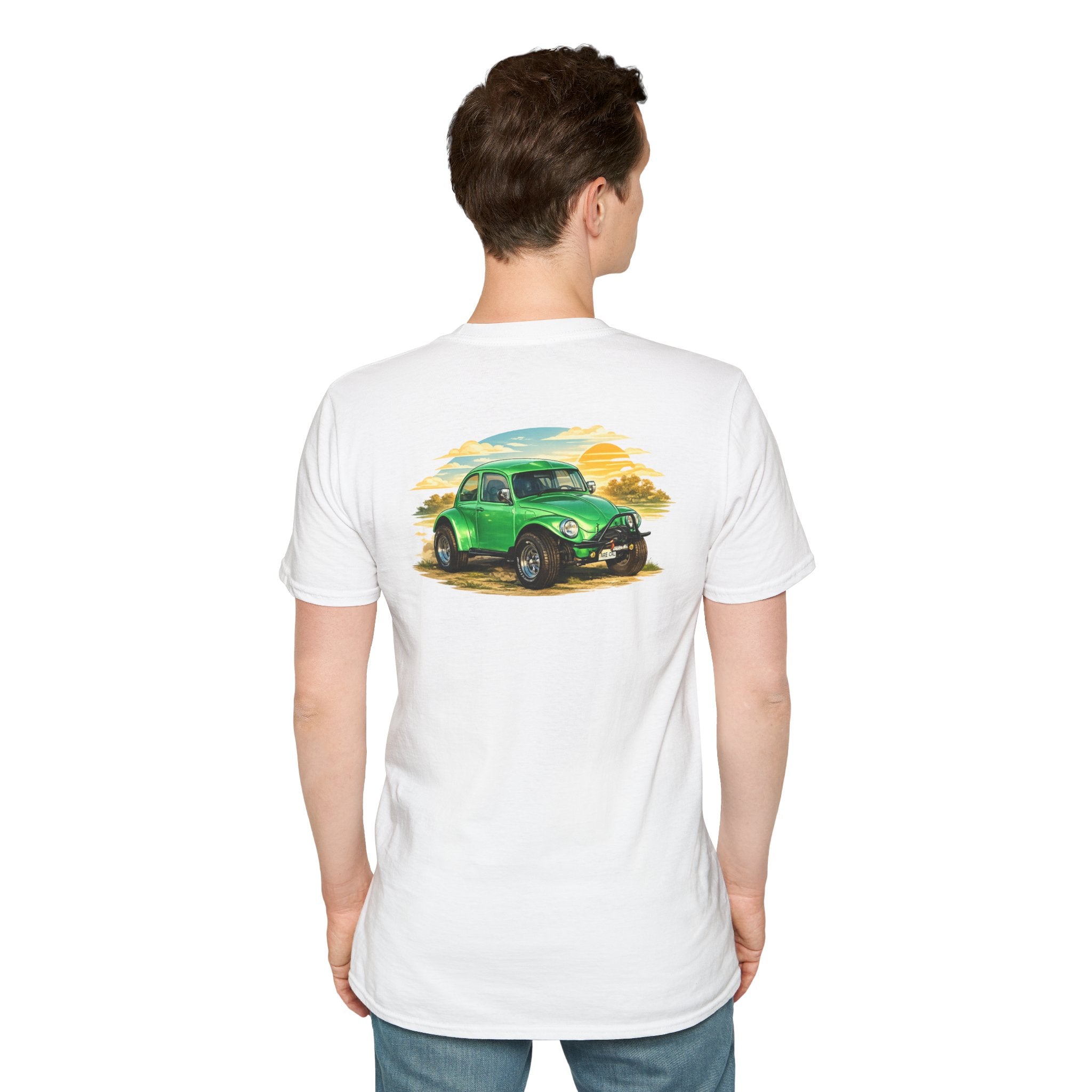 Vintage Green Beetle Car T-Shirt — Retro Beach Cruiser Graphic Tee