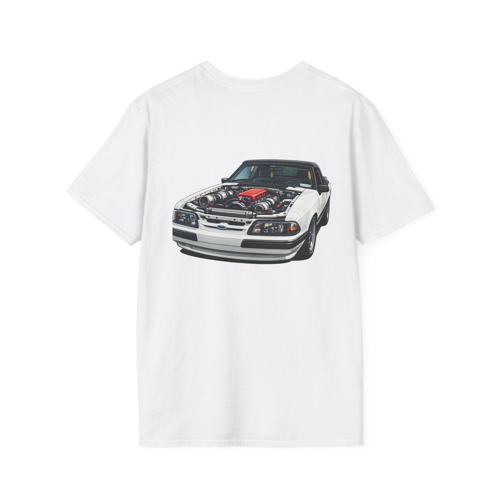 T-Shirt — White Vintage Foxbody Mustang Illustration Tee
