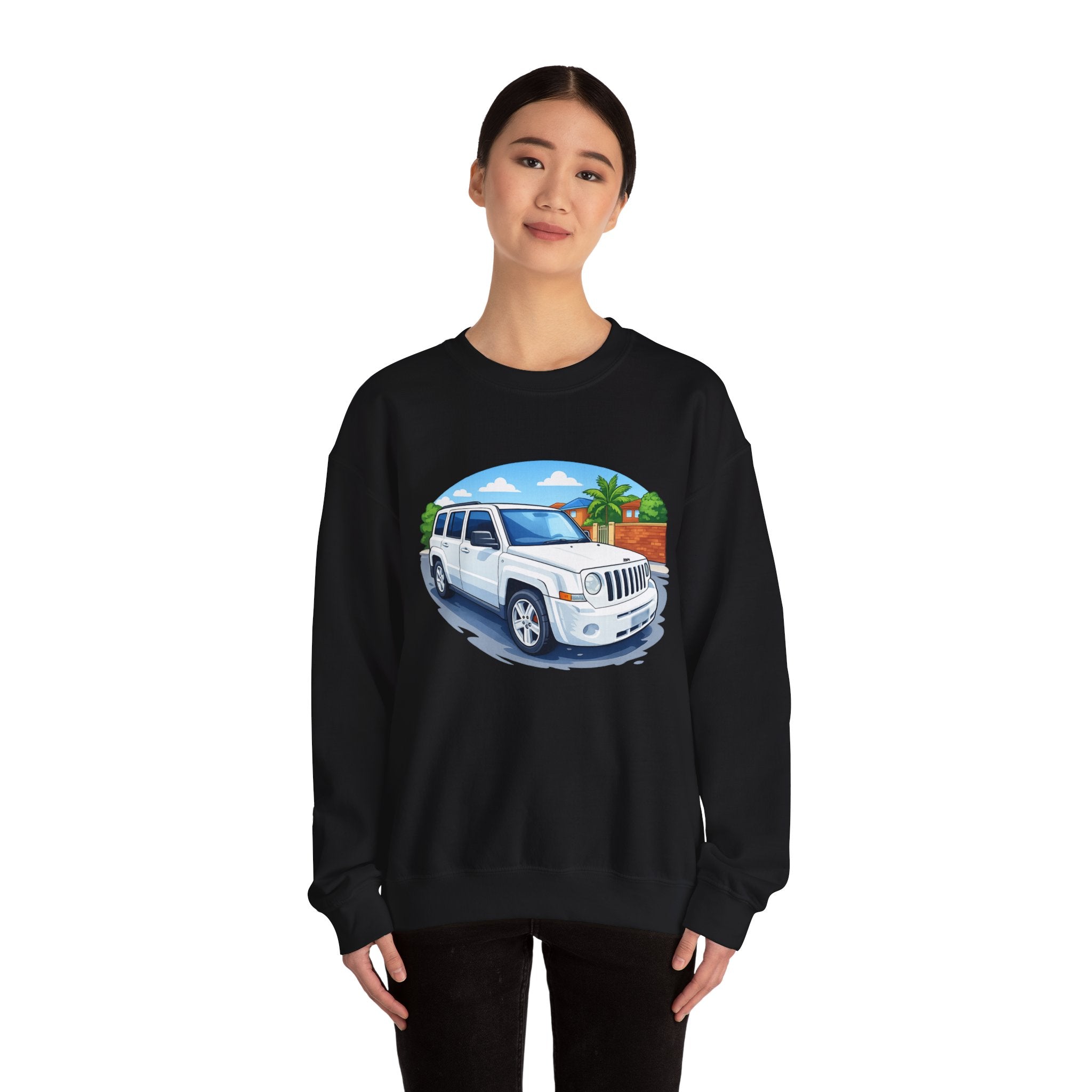 Jeep SUV Illustration Crewneck Sweatshirt — Coastal Road Trip Vibe