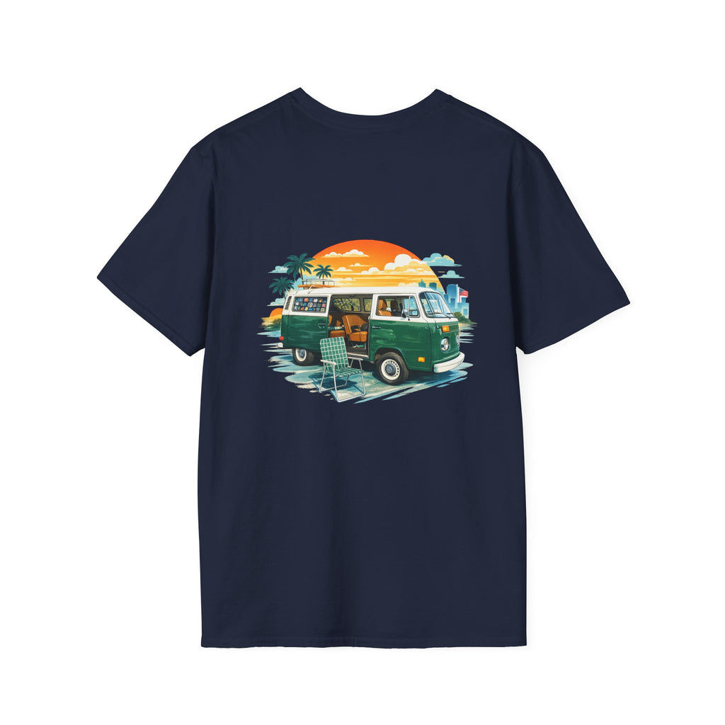 Vintage VW Camper Van Sunset T-Shirt — Retro Beach Surf Tee