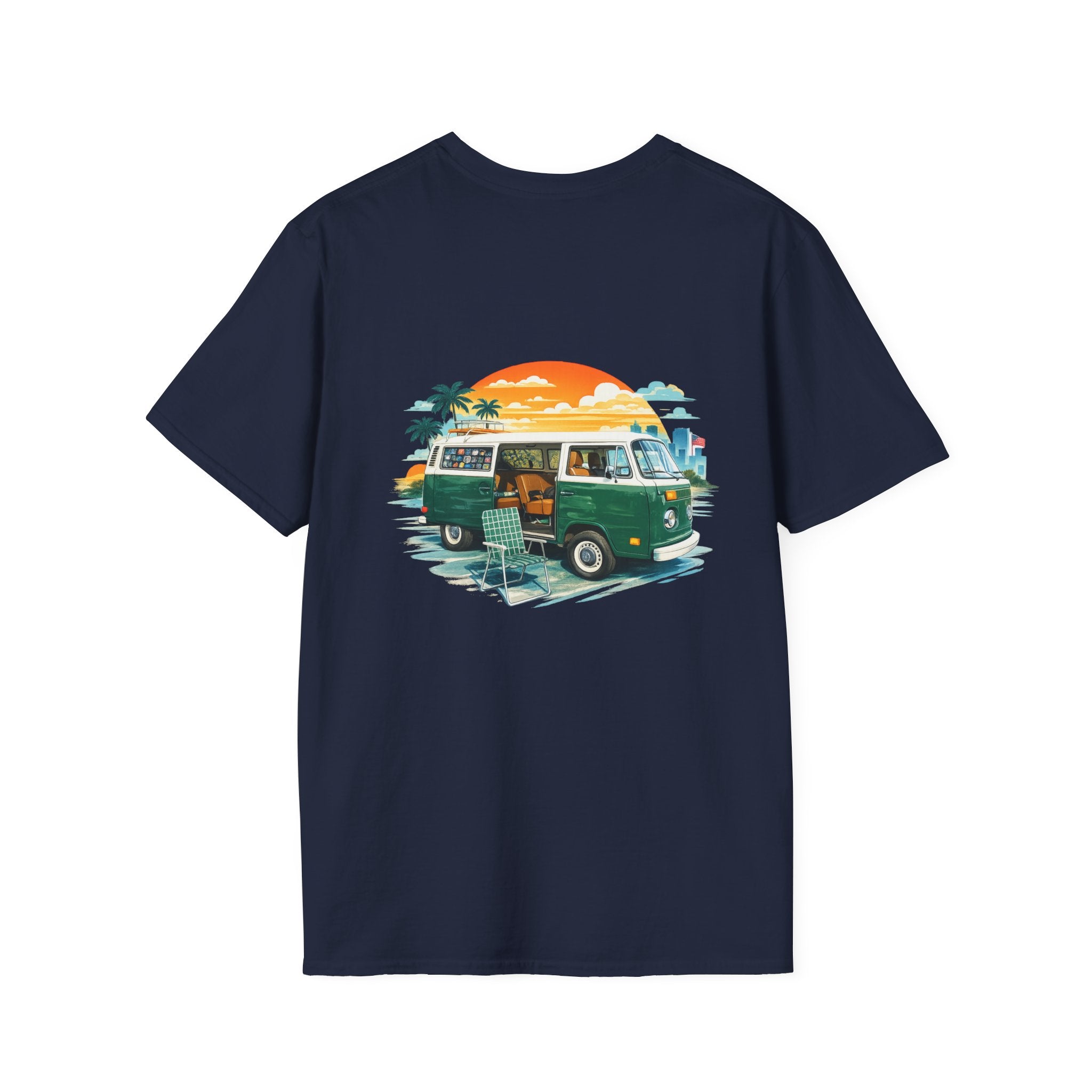 Vintage VW Camper Van Sunset T-Shirt — Retro Beach Surf Tee