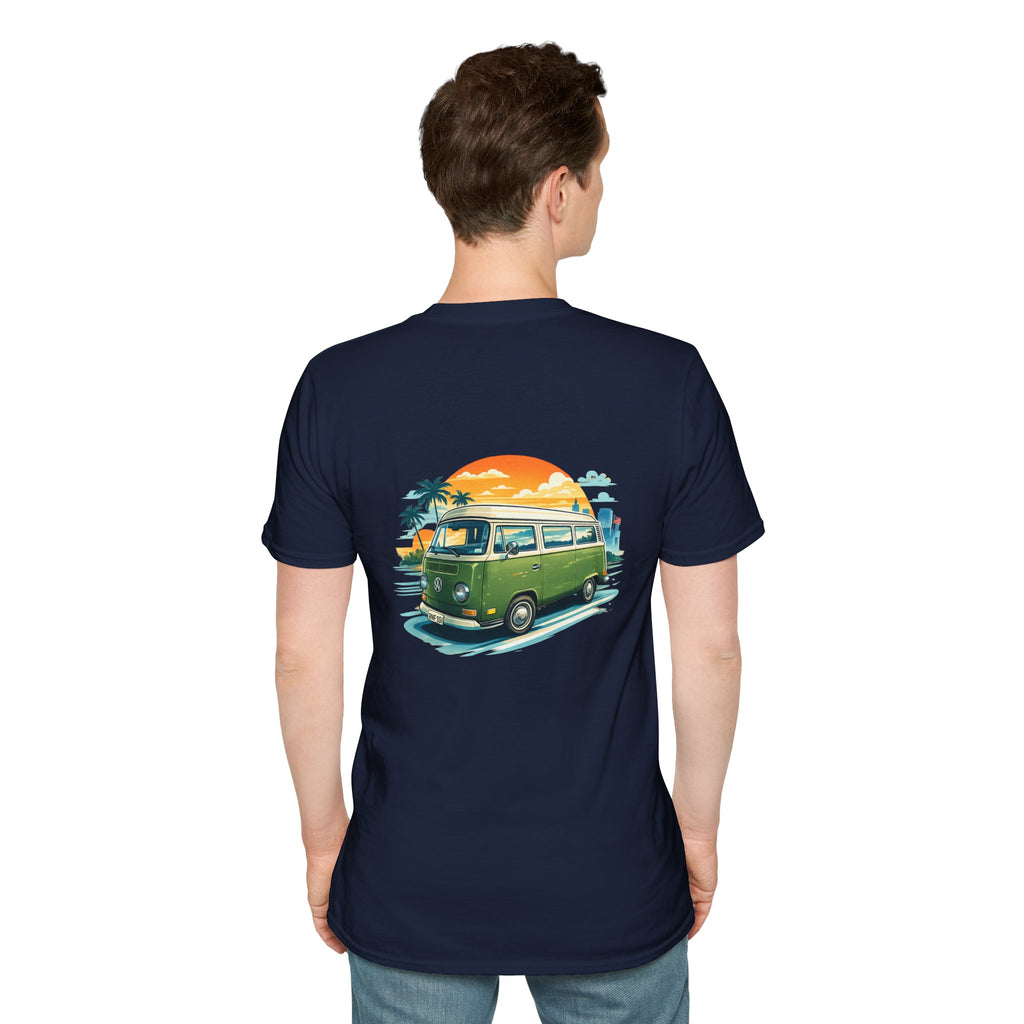 Vintage VW Camper Beach T‑Shirt — Retro Sunset Surf Van Tee