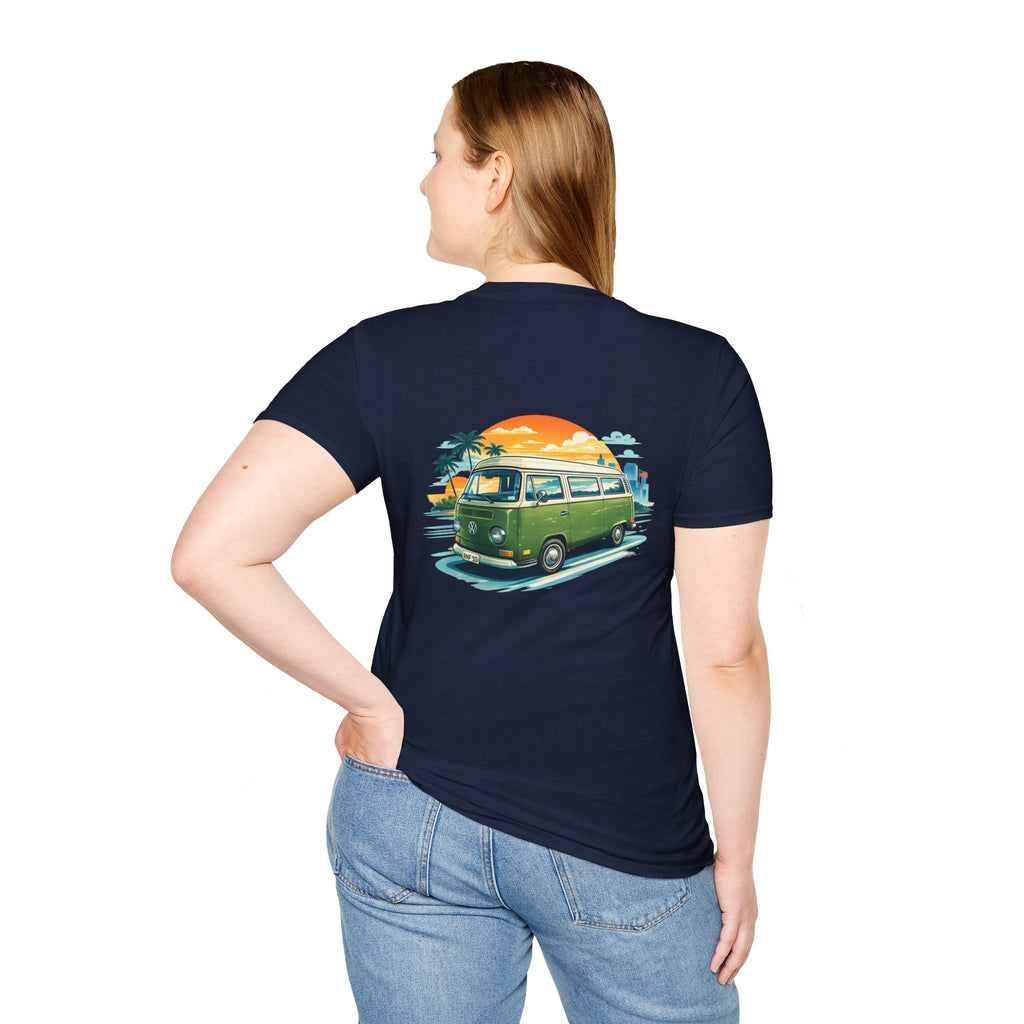 Vintage VW Camper Beach T‑Shirt — Retro Sunset Surf Van Tee