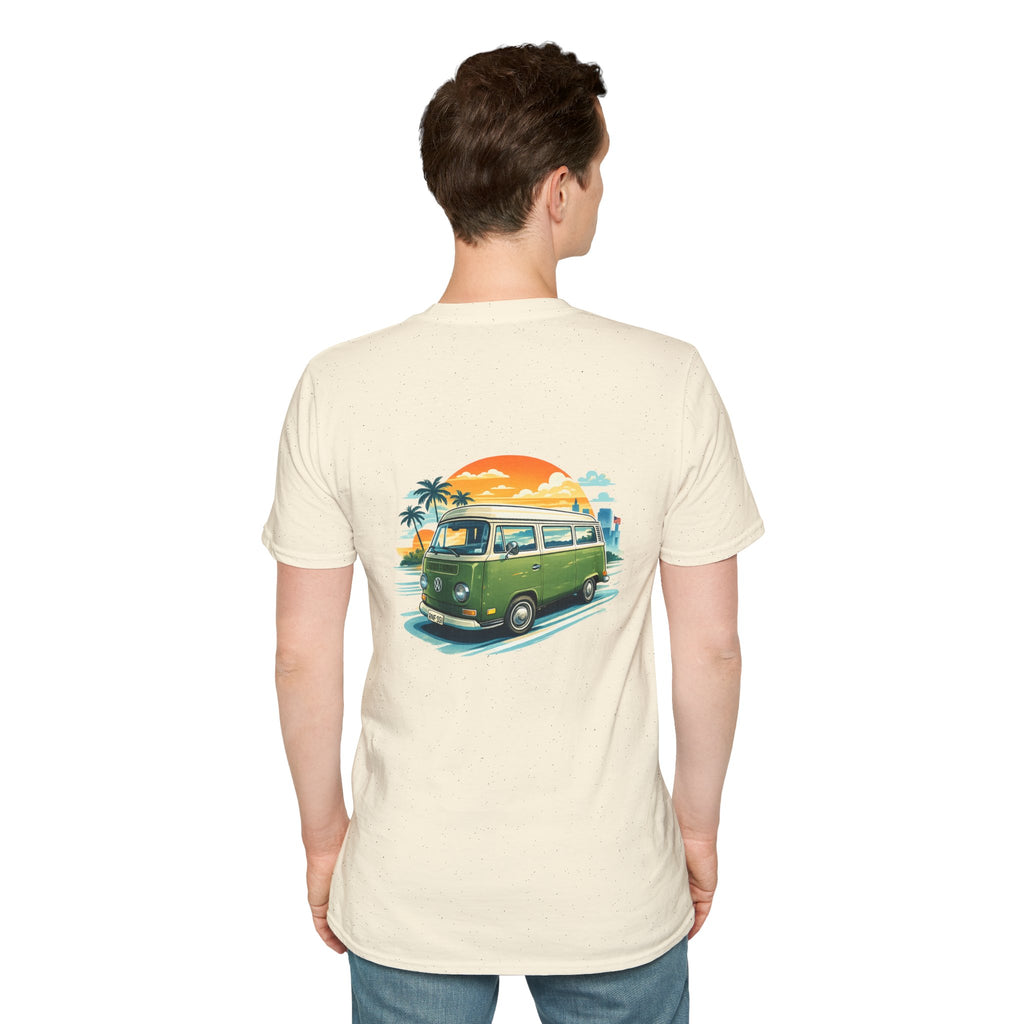 Vintage VW Camper Beach T‑Shirt — Retro Sunset Surf Van Tee