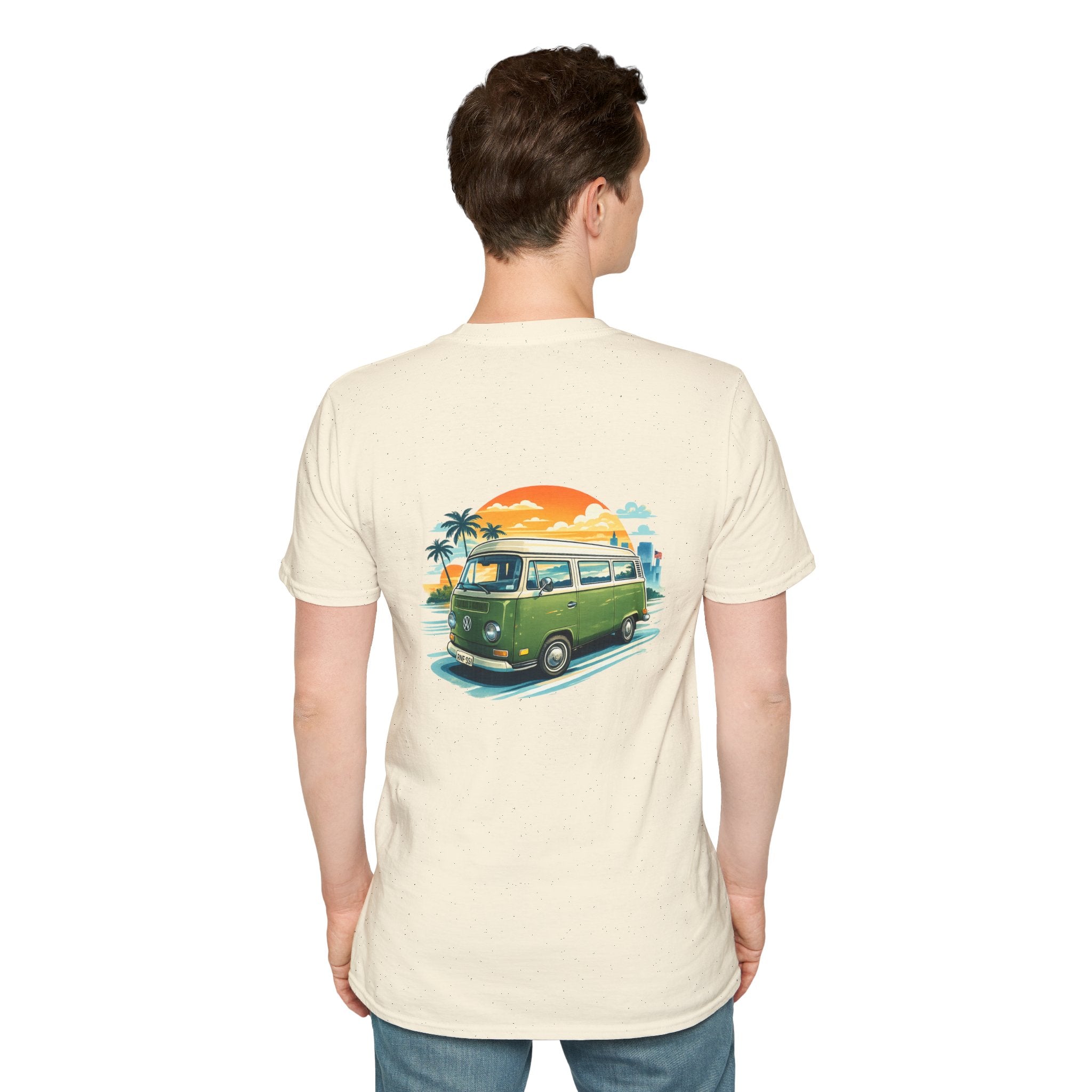 Vintage VW Camper Beach T‑Shirt — Retro Sunset Surf Van Tee