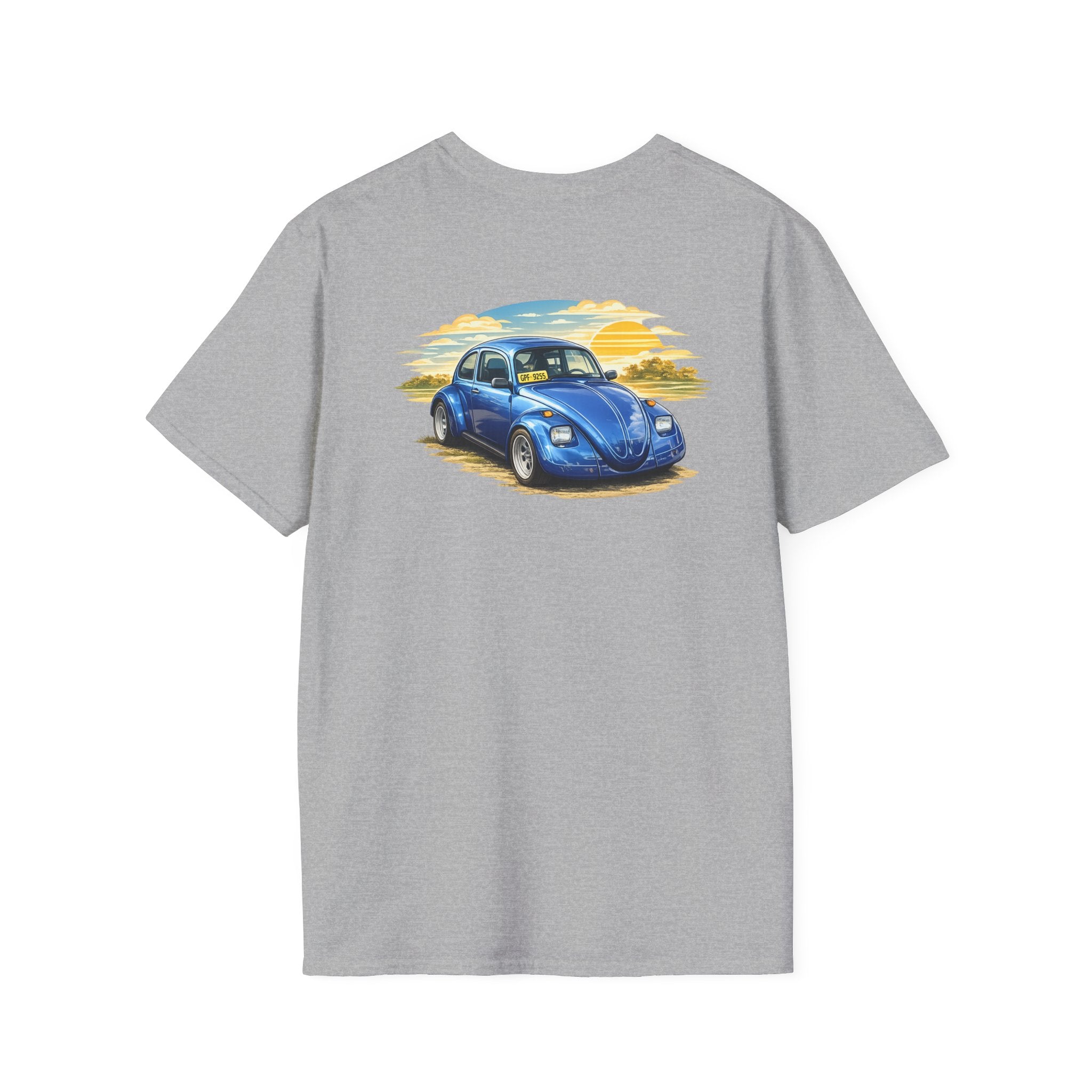 Classic Blue VW Beetle T-Shirt — Vintage Car Sunset Graphic
