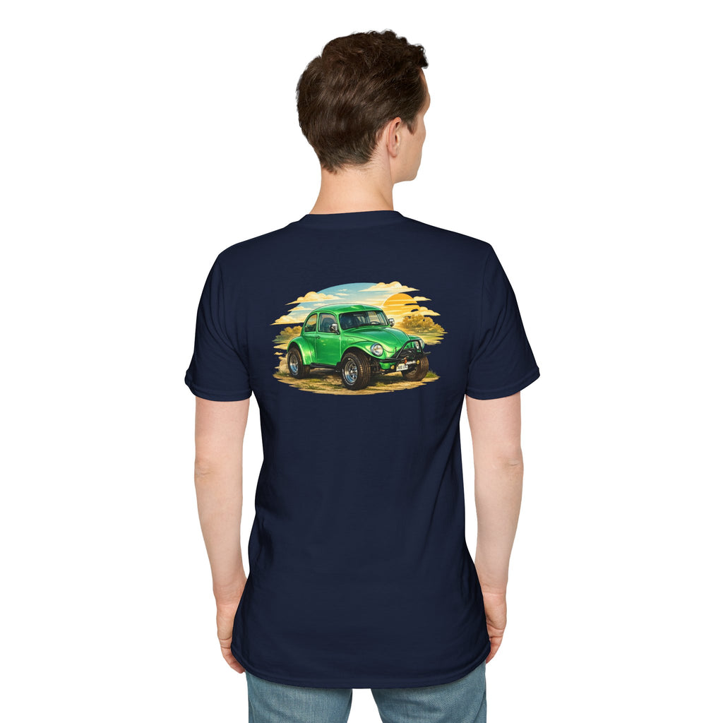 Vintage Green Beetle Car T-Shirt — Retro Beach Cruiser Graphic Tee