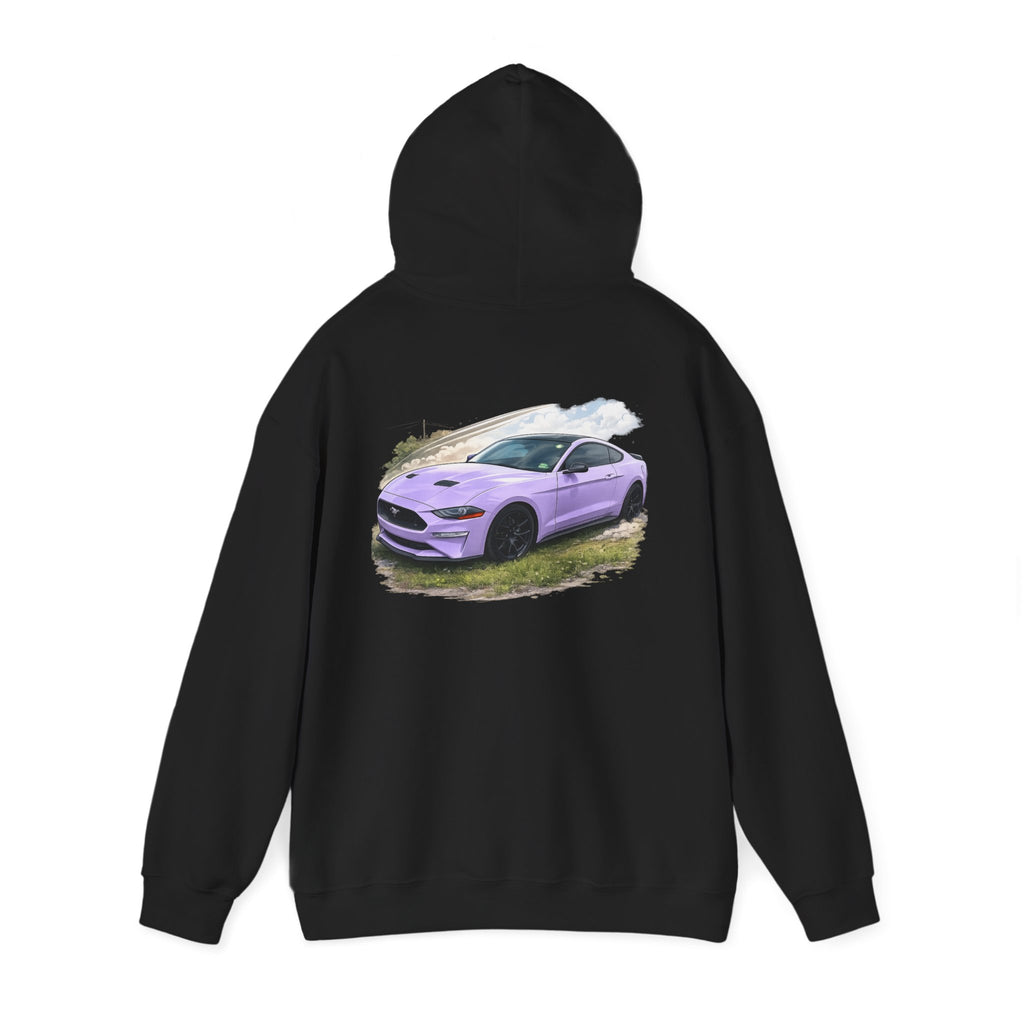 Lavender Mustang Hoodie — Purple Sports Car Graphic Pullover