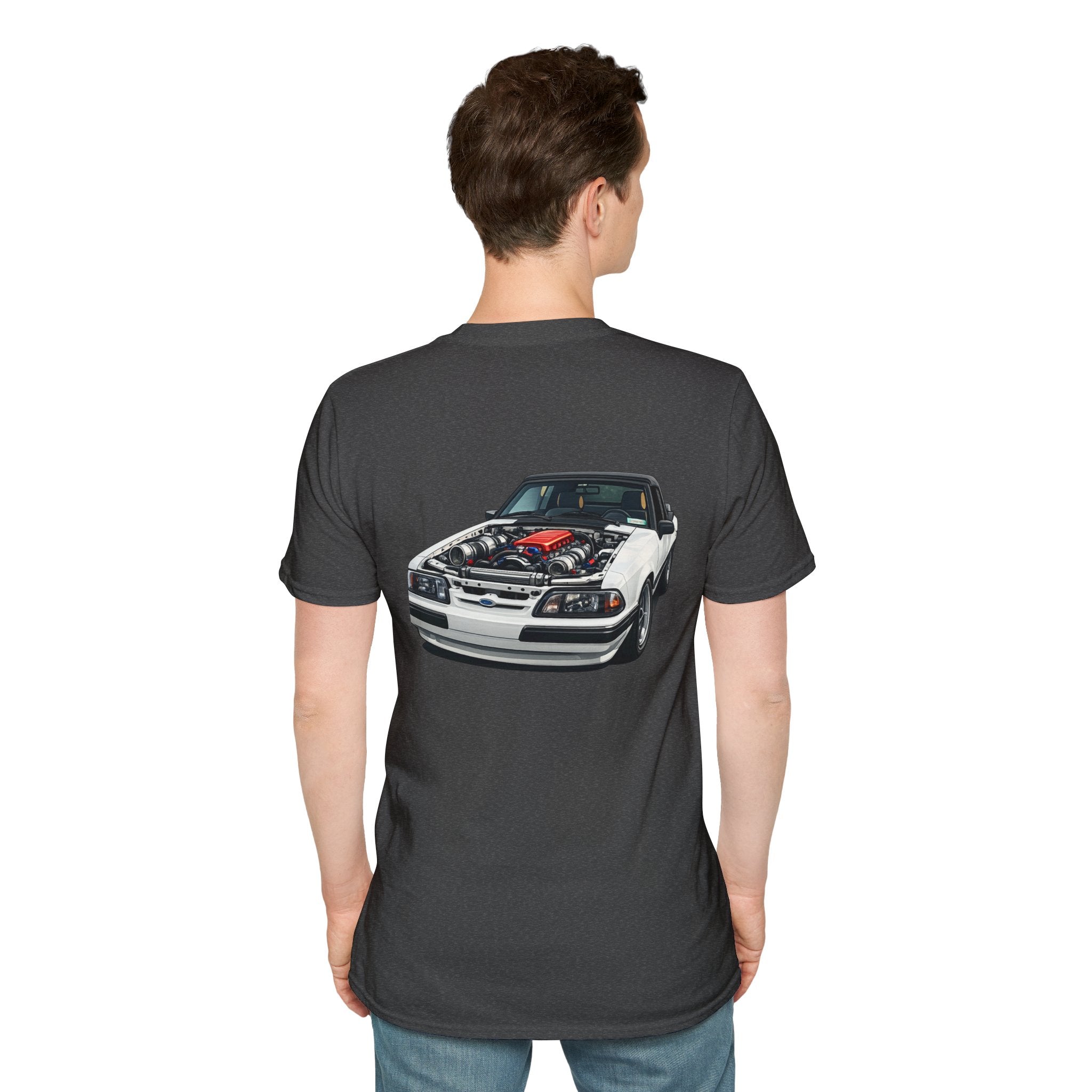 T-Shirt — White Vintage Foxbody Mustang Illustration Tee