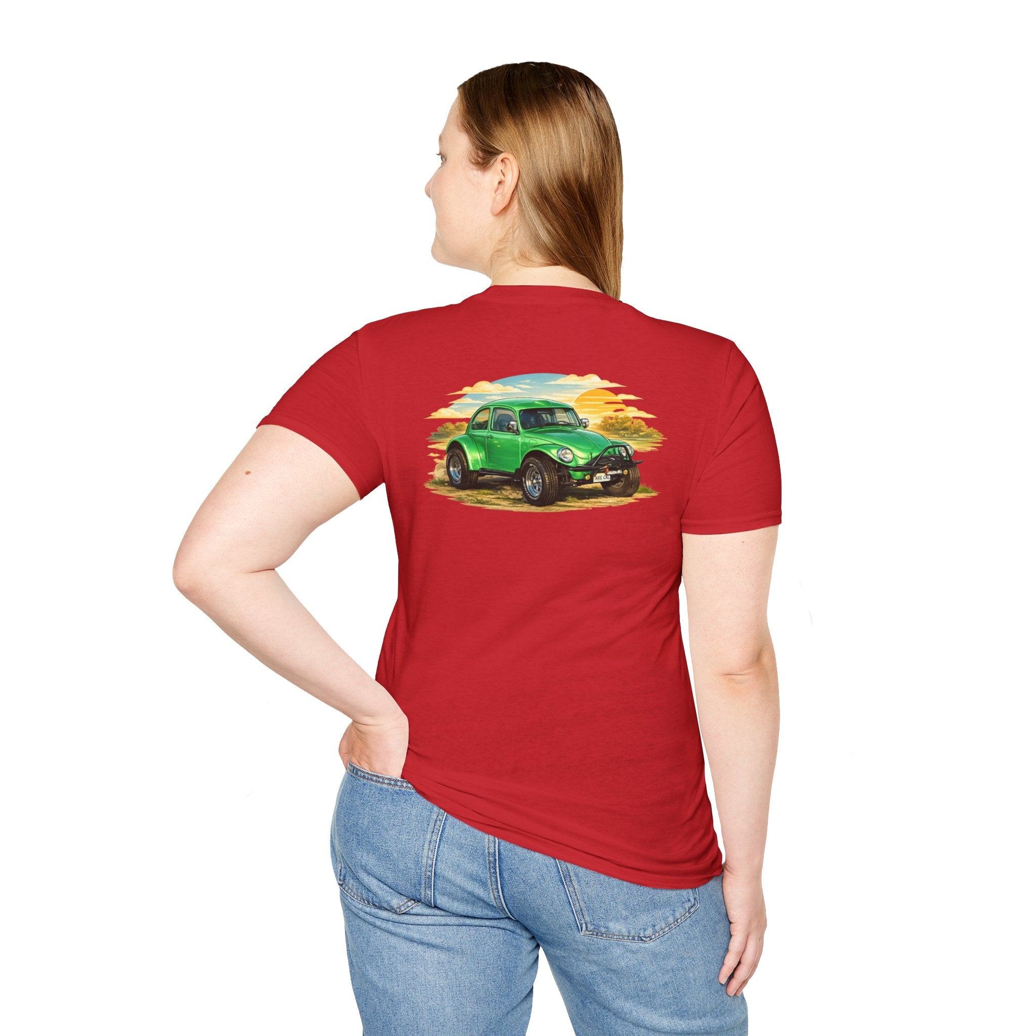 Vintage Green Beetle Car T-Shirt — Retro Beach Cruiser Graphic Tee