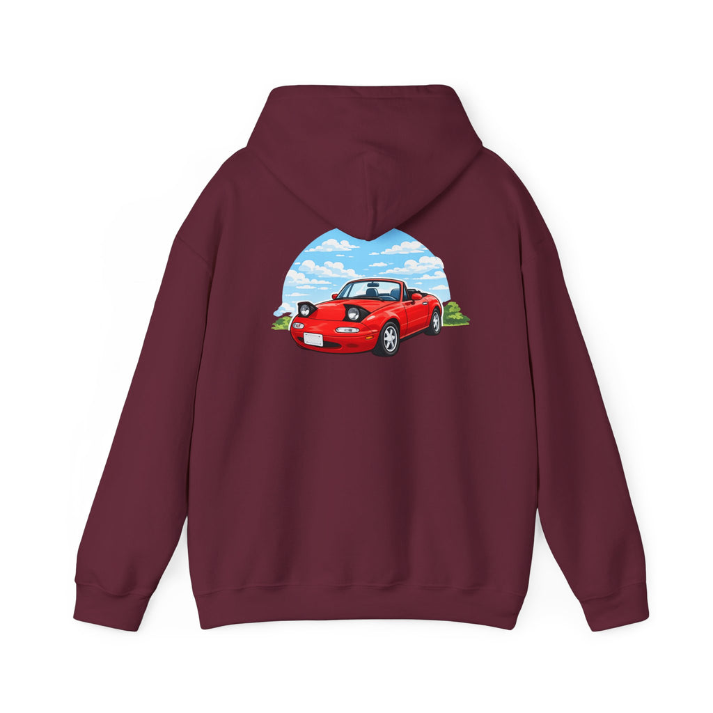 Red Miata Hoodie – Retro Convertible Graphic Hooded Sweatshirt