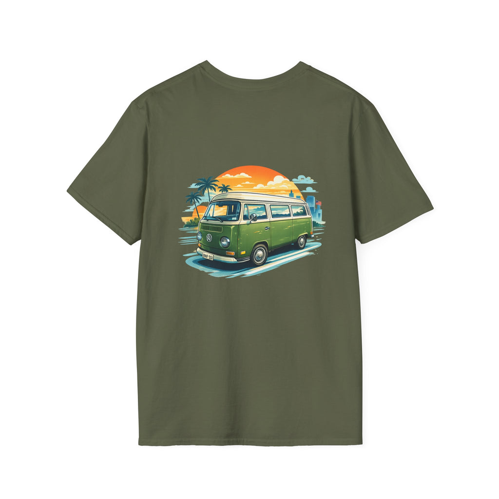 Vintage VW Camper Beach T‑Shirt — Retro Sunset Surf Van Tee