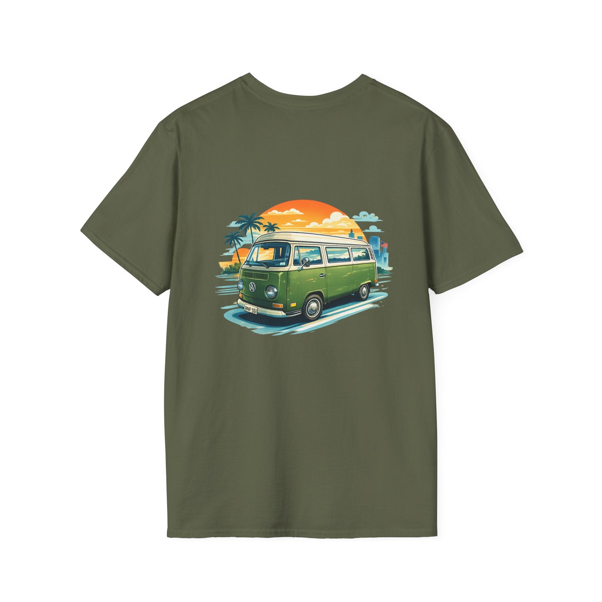 Vintage VW Camper Beach T‑Shirt — Retro Sunset Surf Van Tee