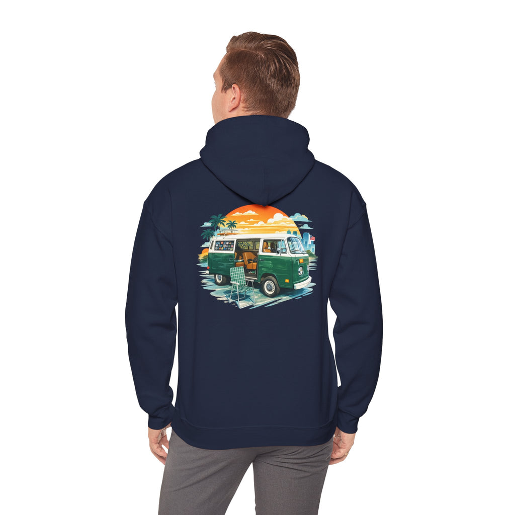 Vintage VW Camper Hoodie – Retro Surf Van Sunset Pullover