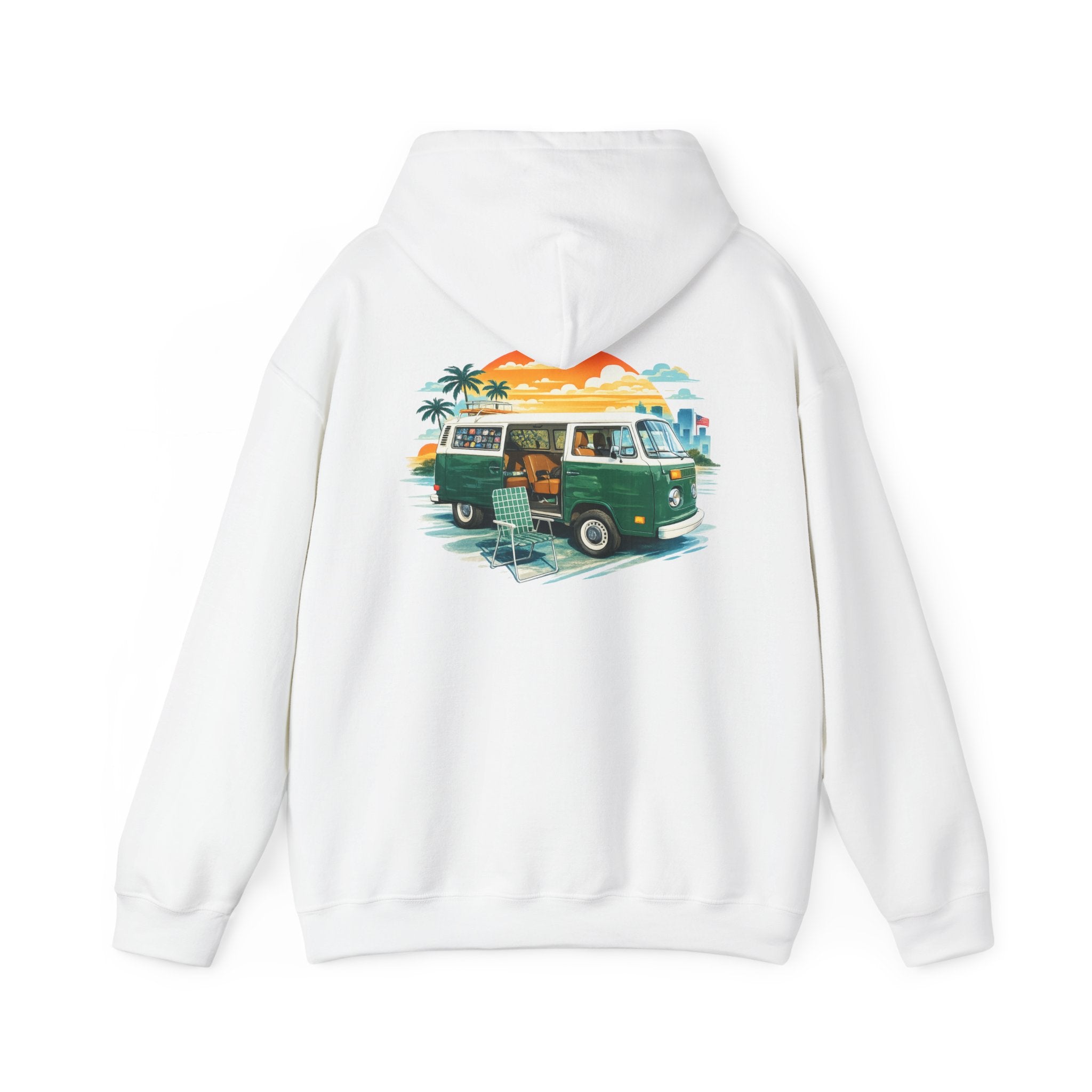 Vintage VW Camper Hoodie – Retro Surf Van Sunset Pullover