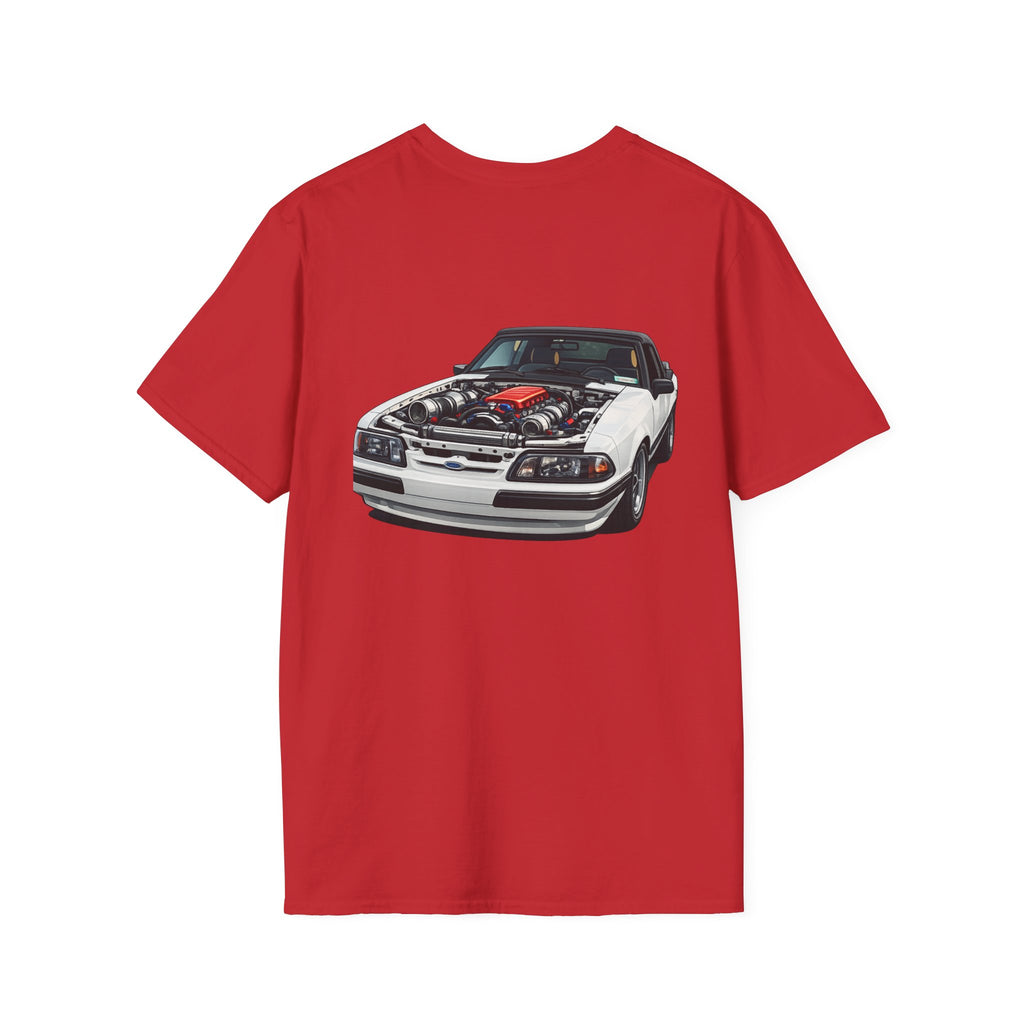 T-Shirt — White Vintage Foxbody Mustang Illustration Tee