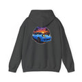 Sunset Skyline Miata Hoodie – Retro Blue Sports Car Graphic Sweatshirt