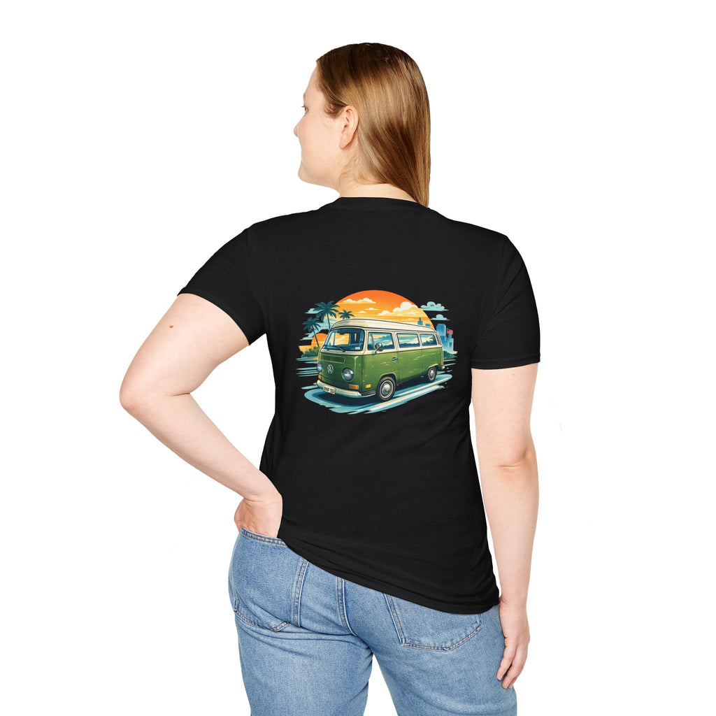 Vintage VW Camper Beach T‑Shirt — Retro Sunset Surf Van Tee