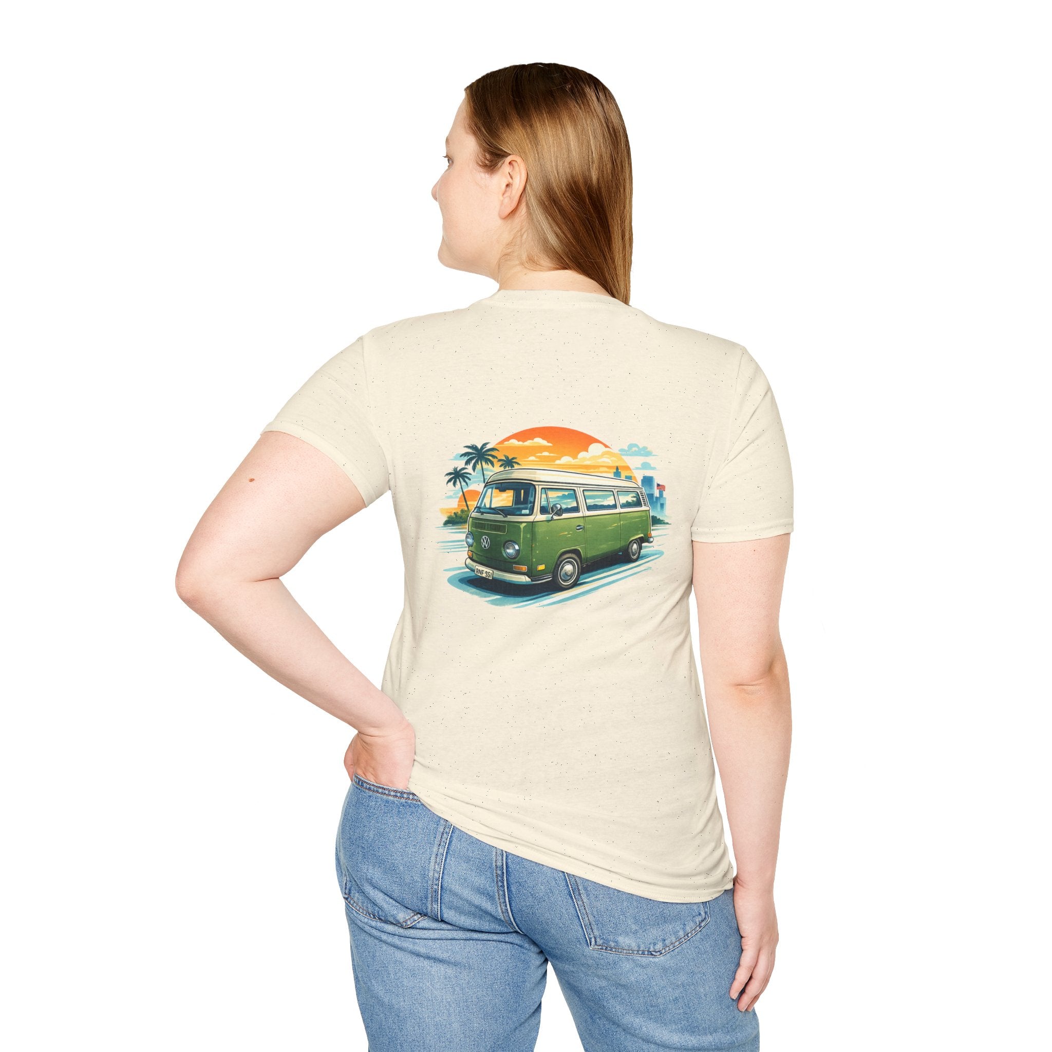 Vintage VW Camper Beach T‑Shirt — Retro Sunset Surf Van Tee