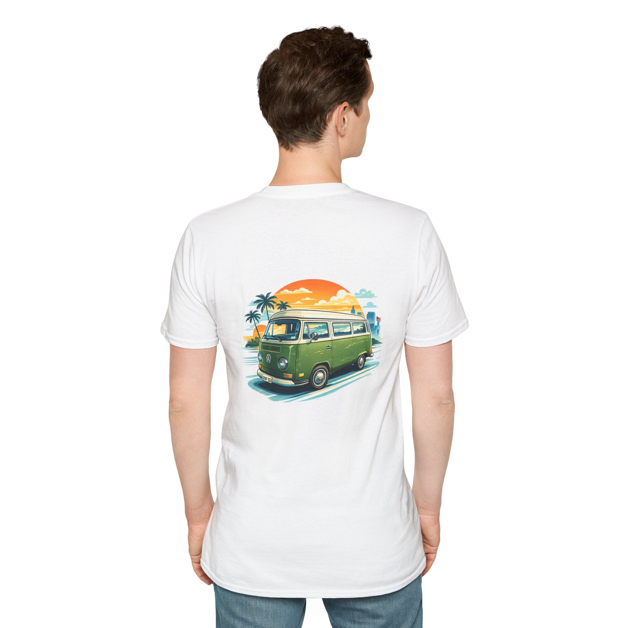 Vintage VW Camper Beach T‑Shirt — Retro Sunset Surf Van Tee
