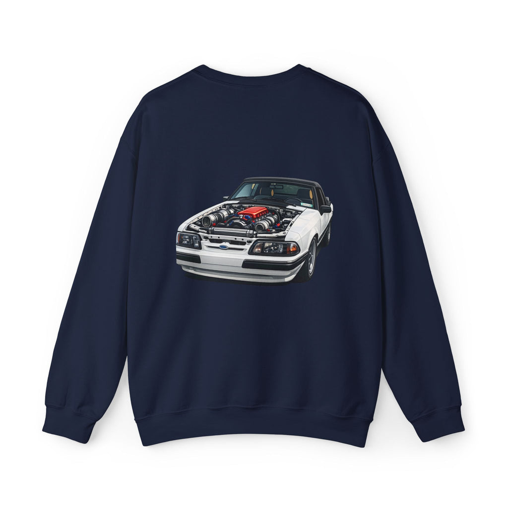 Mustang Foxbody Crewneck Sweatshirt – Classic White Car Illustration