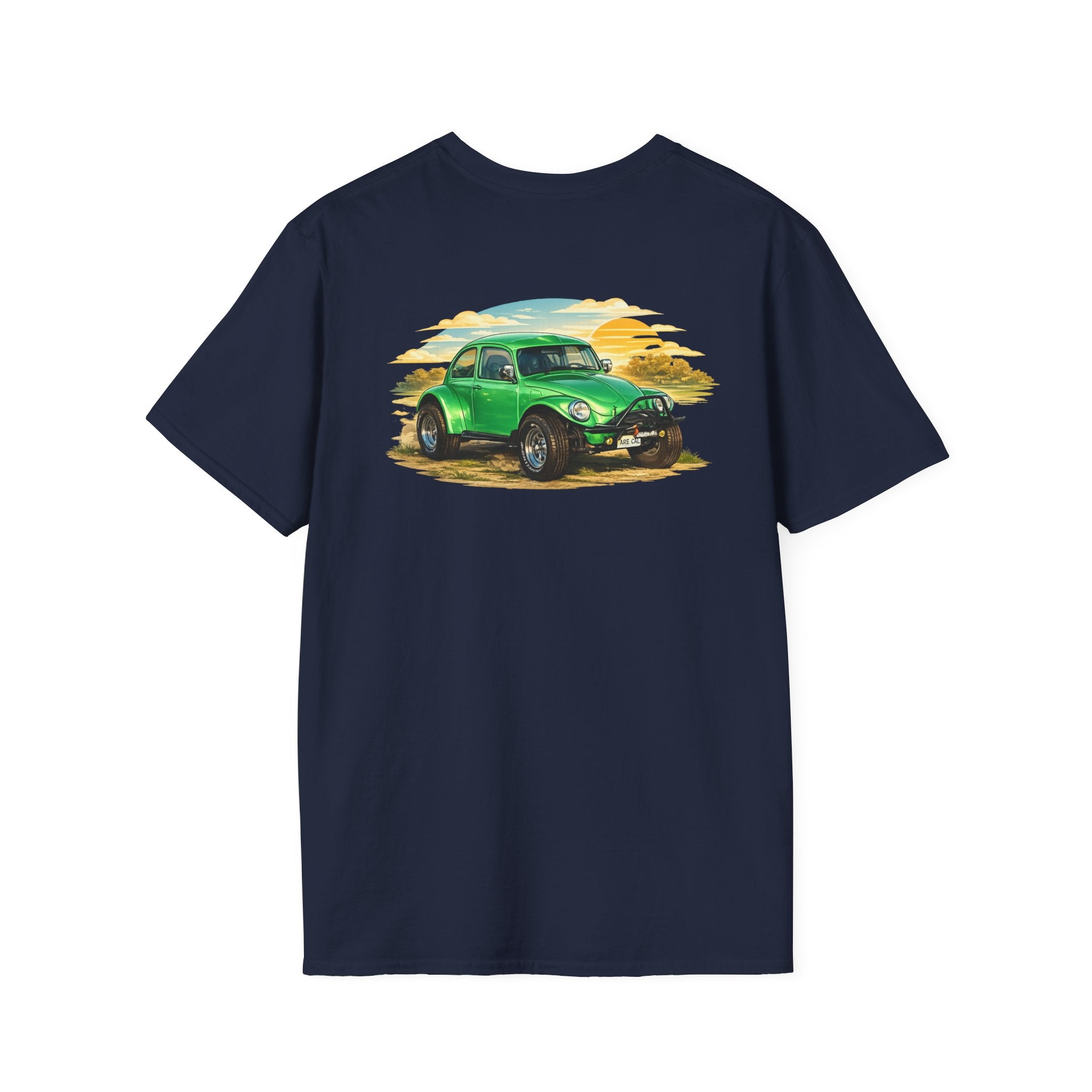 Vintage Green Beetle Car T-Shirt — Retro Beach Cruiser Graphic Tee