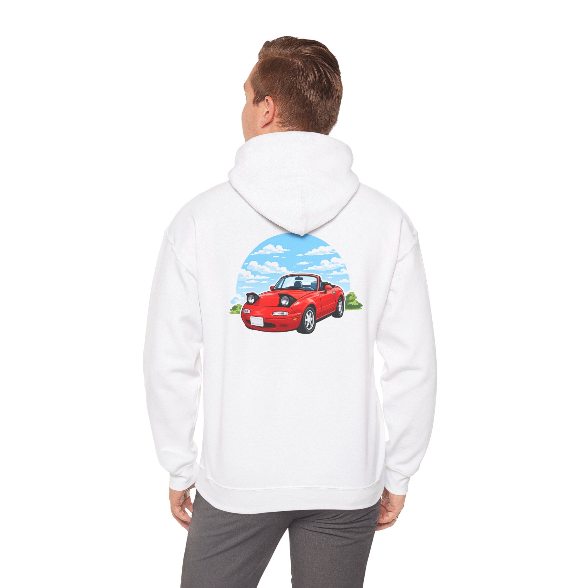 Red Miata Hoodie – Retro Convertible Graphic Hooded Sweatshirt