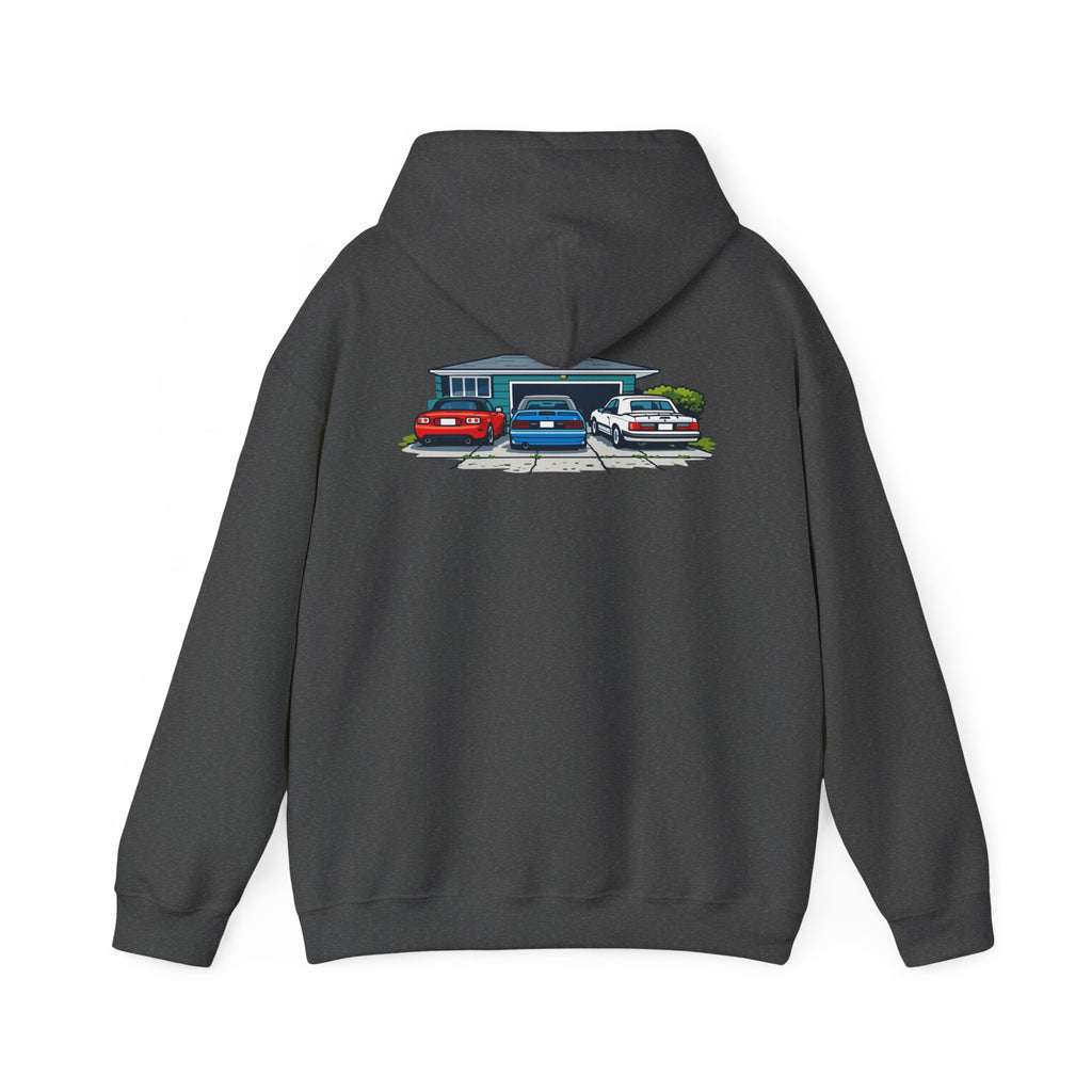 Hoodie - Retro Cars Garage Illustration Hooded Sweatshirt