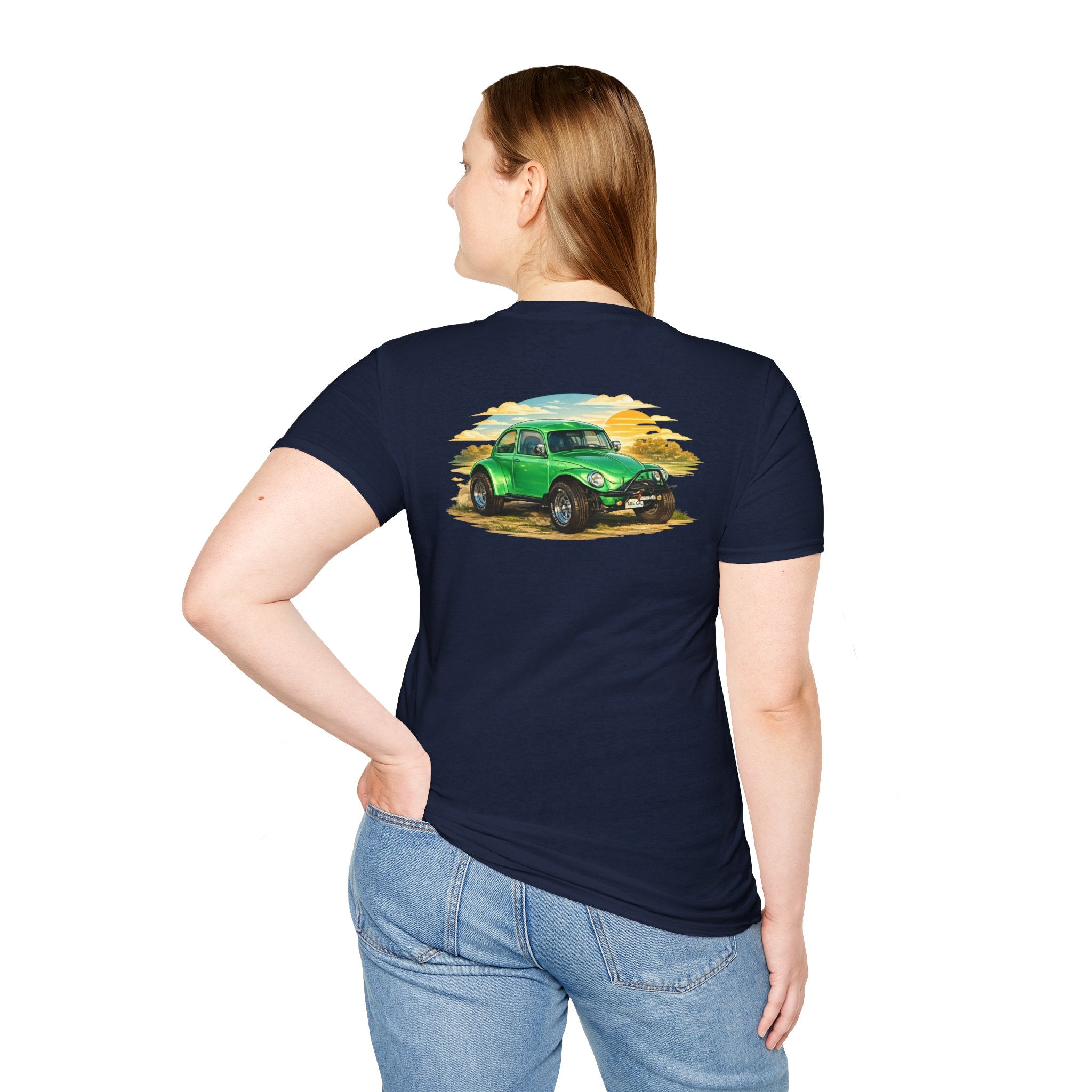 Vintage Green Beetle Car T-Shirt — Retro Beach Cruiser Graphic Tee
