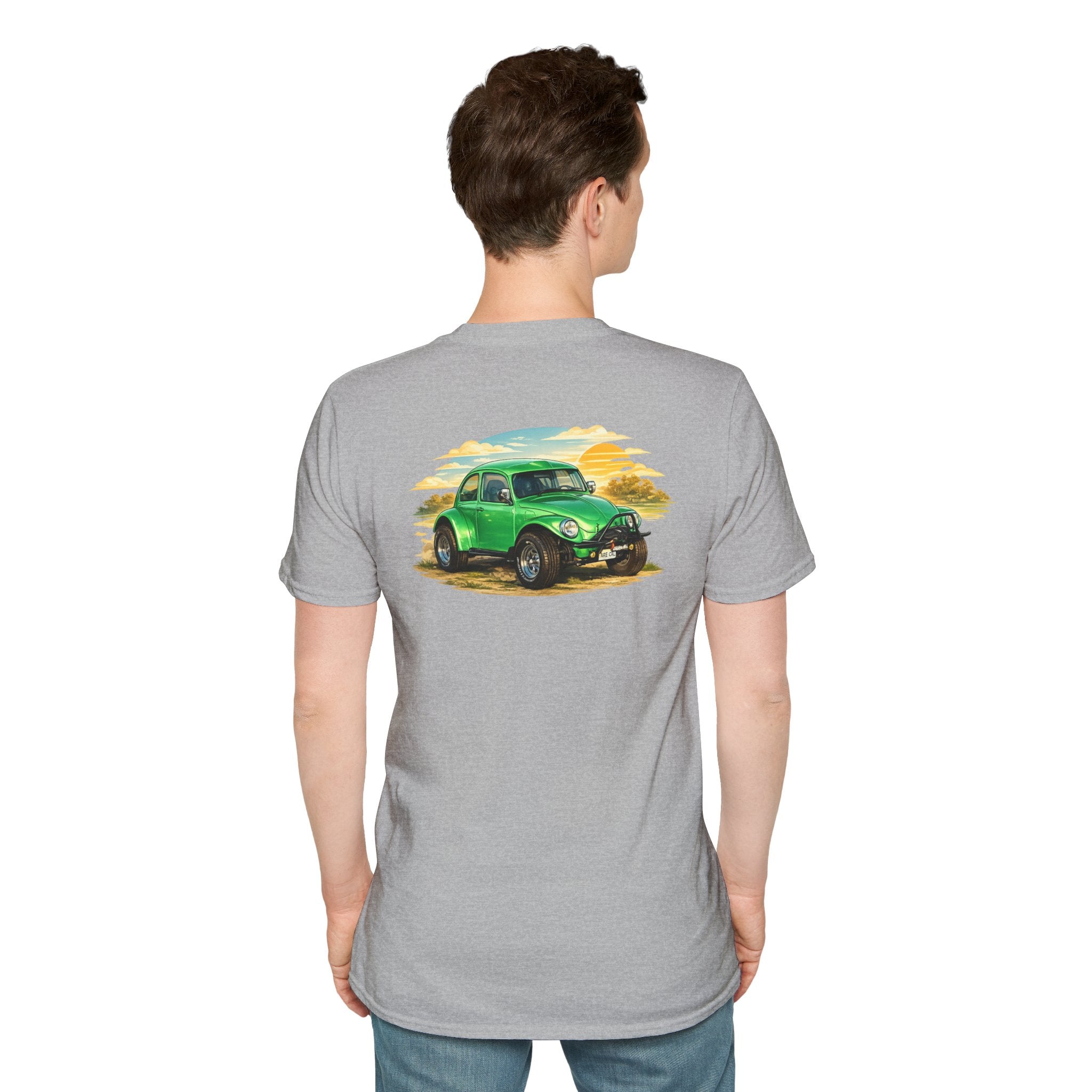Vintage Green Beetle Car T-Shirt — Retro Beach Cruiser Graphic Tee