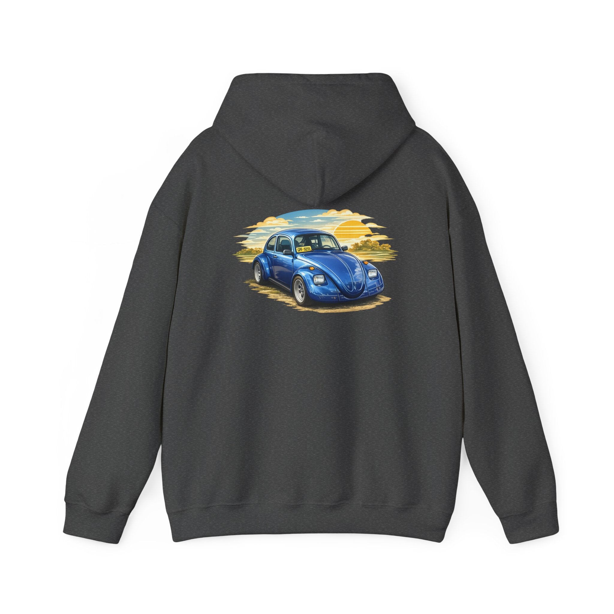Blue Classic Beetle Hoodie – Vintage VW Car Sunset Graphic Sweatshirt