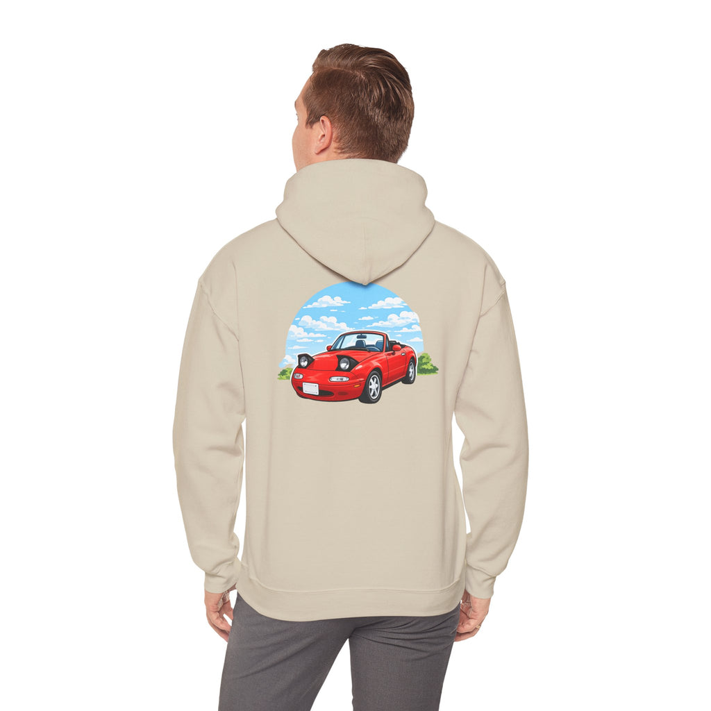 Red Miata Hoodie – Retro Convertible Graphic Hooded Sweatshirt