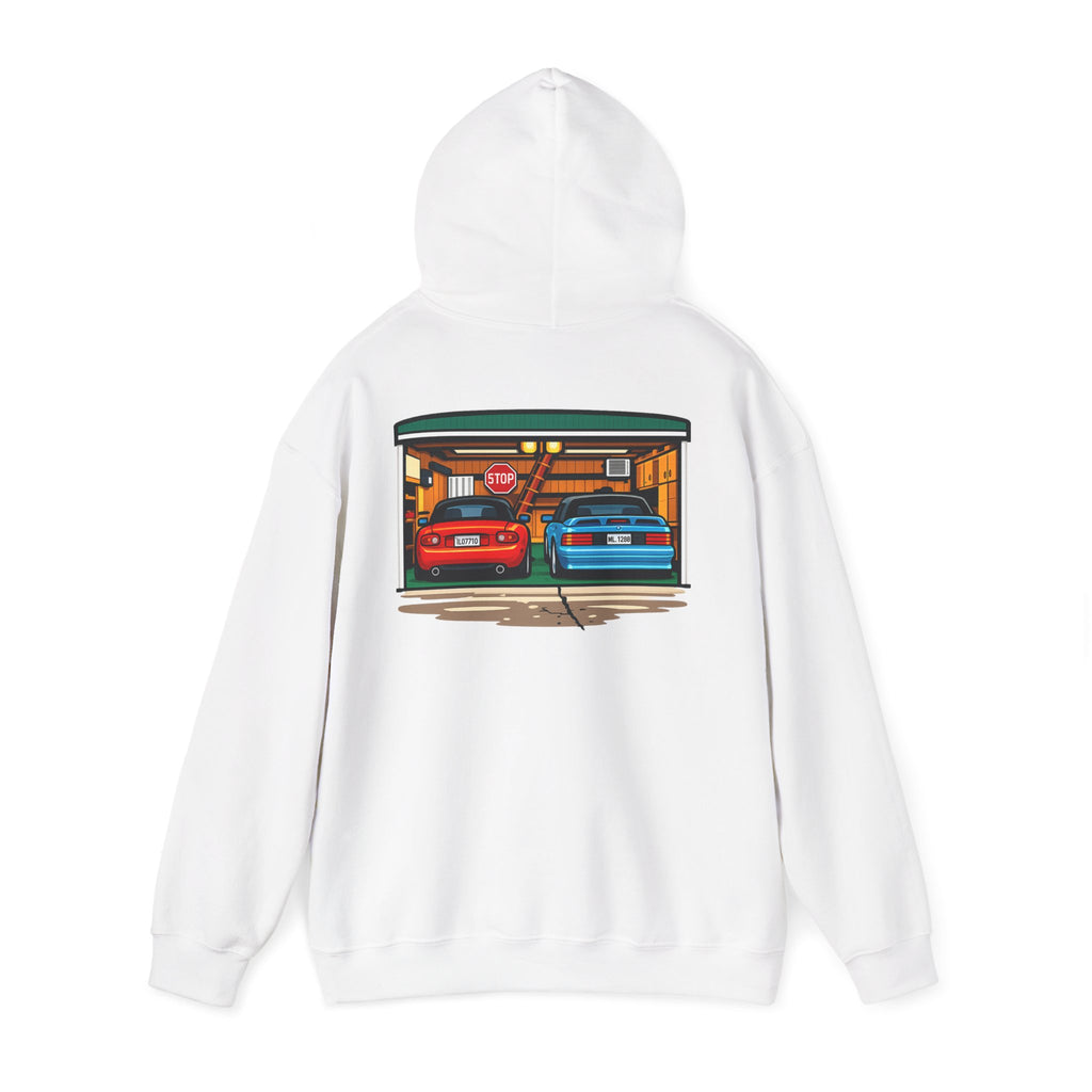 Car Garage Hoodie — Vintage Twin Sports Cars Illustration