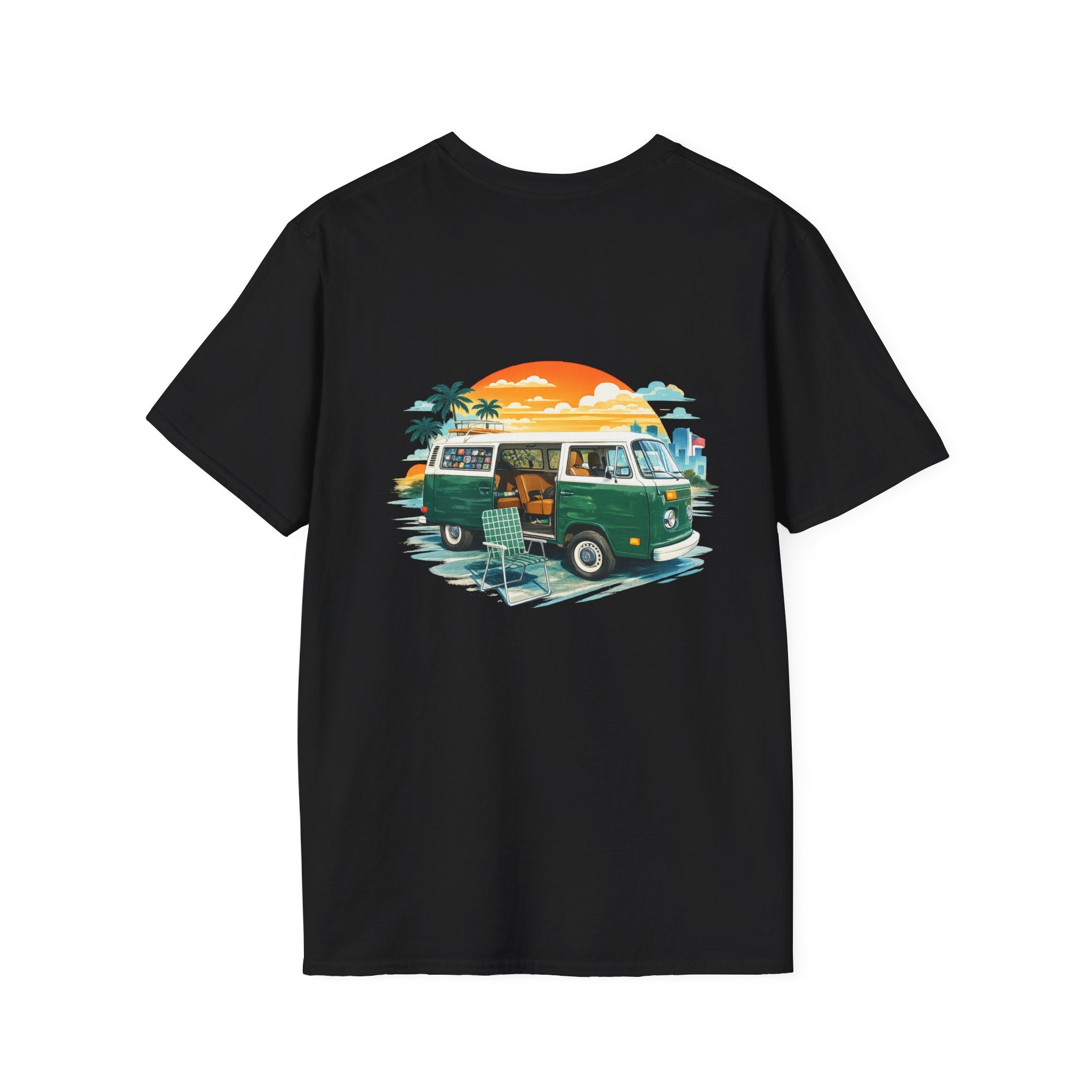 Vintage VW Camper Van Sunset T-Shirt — Retro Beach Surf Tee
