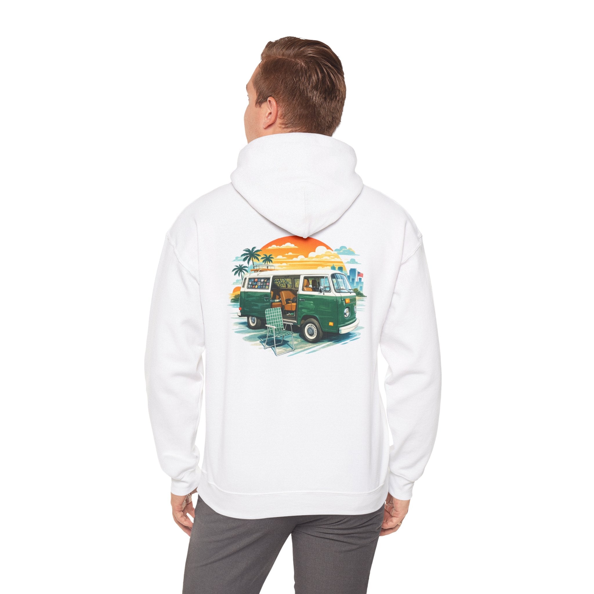 Vintage VW Camper Hoodie – Retro Surf Van Sunset Pullover