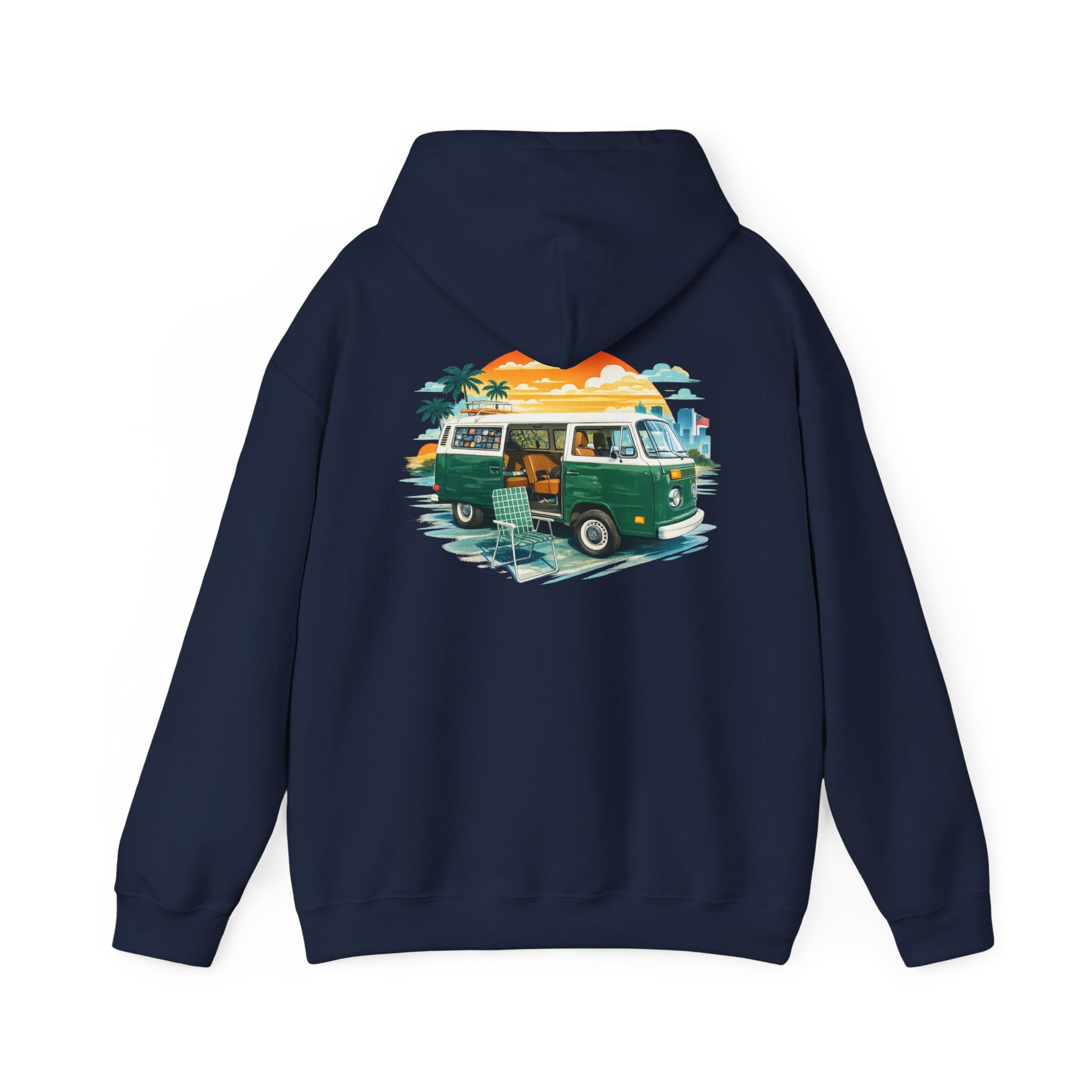 Vintage VW Camper Hoodie – Retro Surf Van Sunset Pullover