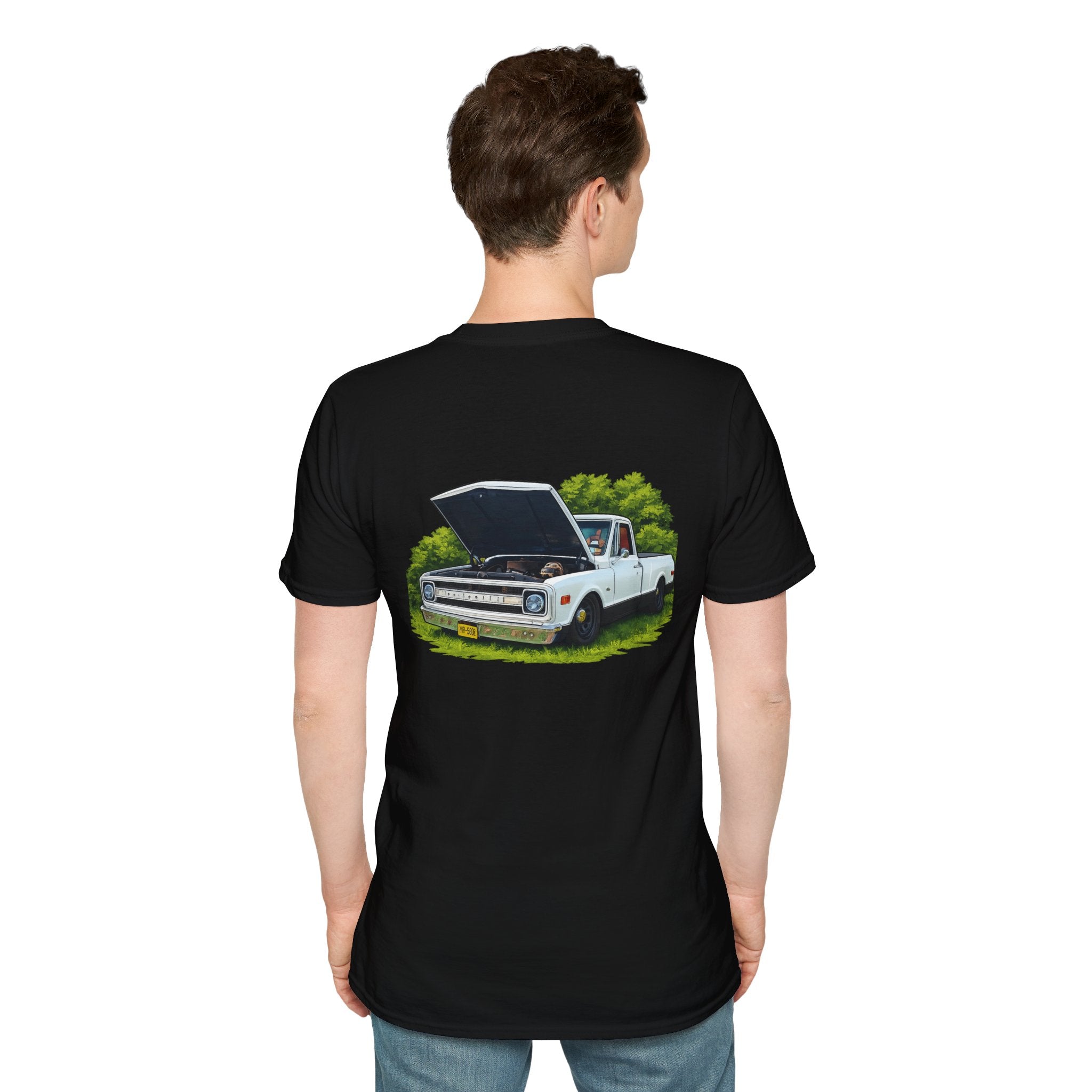 Vintage White Pickup Truck T-Shirt — Classic Restored Chevy Illustration