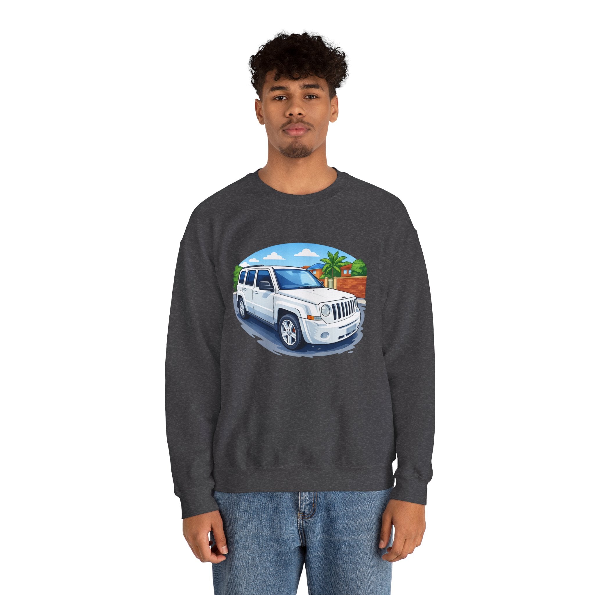 Jeep SUV Illustration Crewneck Sweatshirt — Coastal Road Trip Vibe